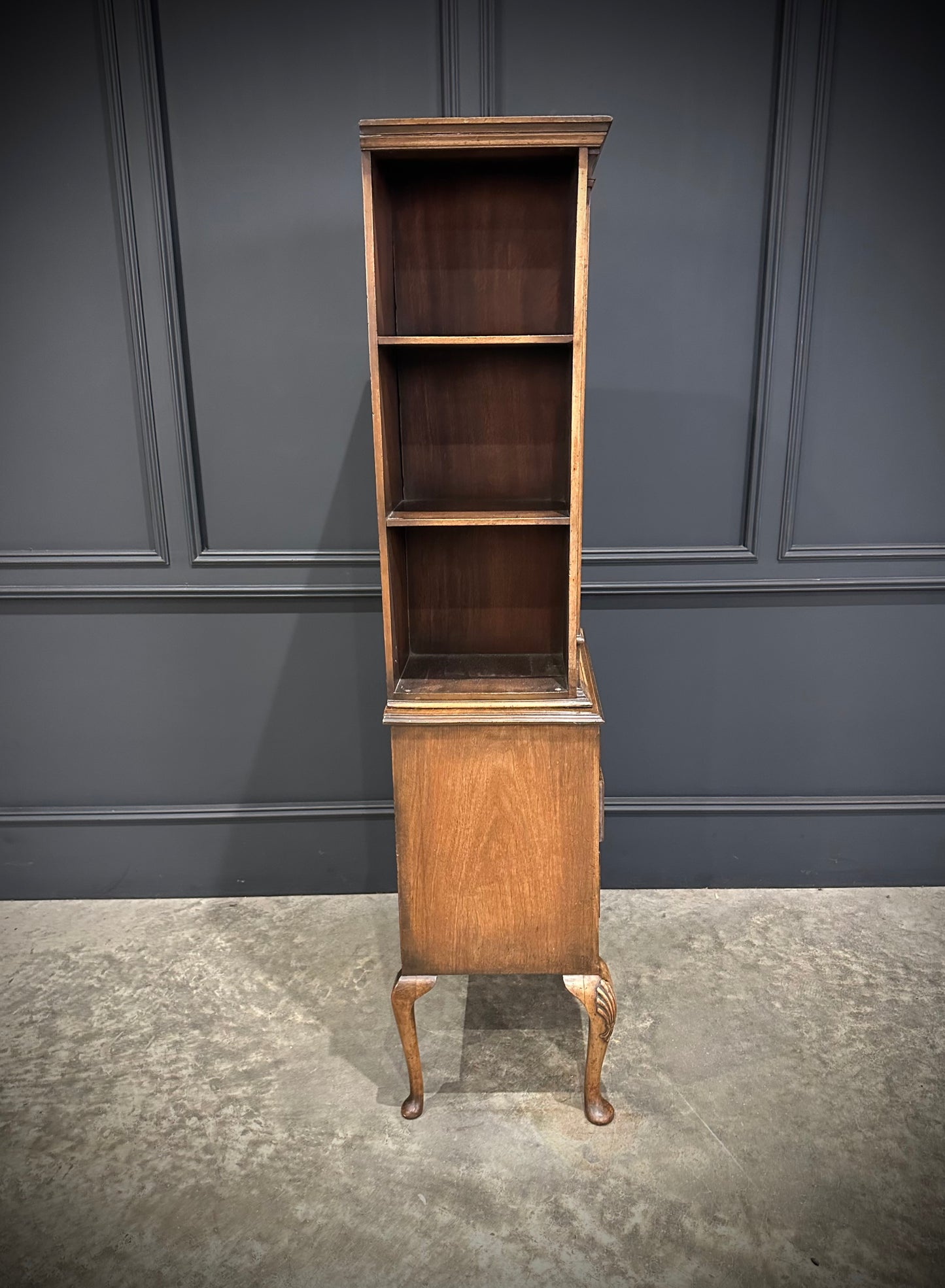 Small Queen Anne Style Walnut Bookcase