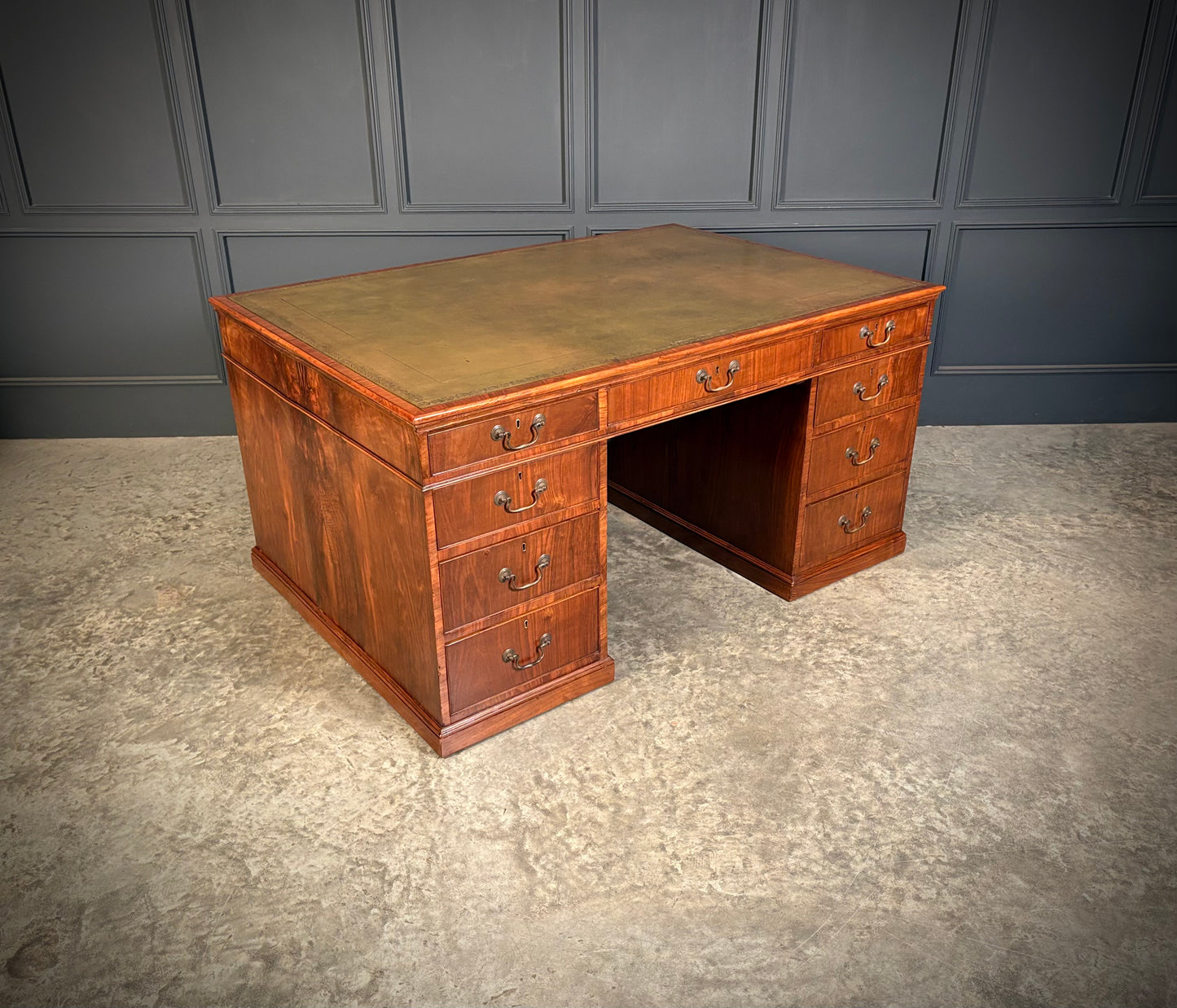 Large Victorian Walnut Partners Desk