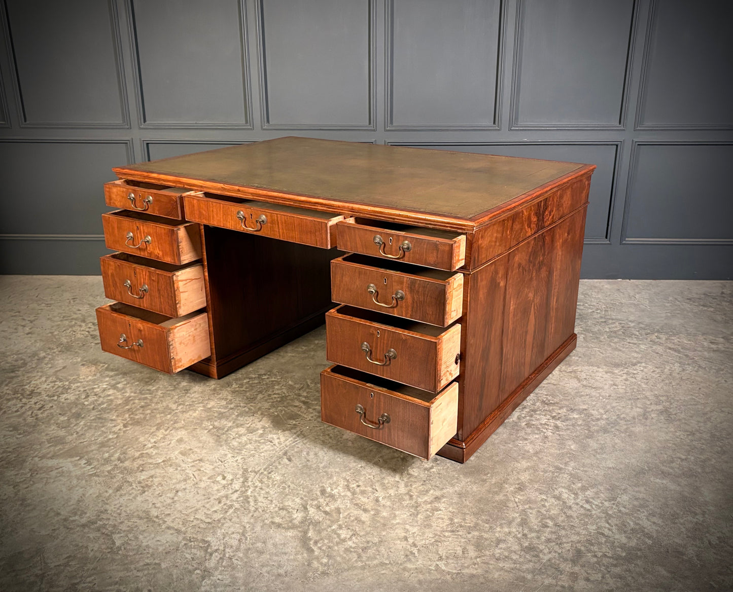 Large Victorian Walnut Partners Desk