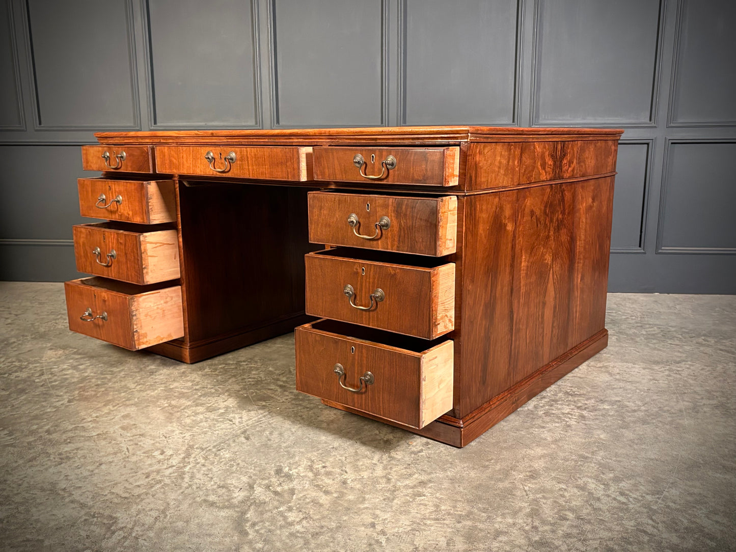 Large Victorian Walnut Partners Desk