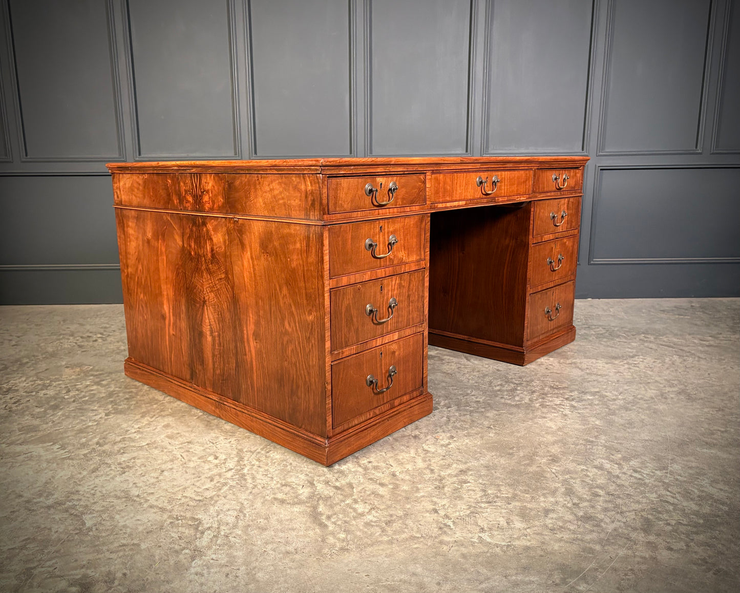 Large Victorian Walnut Partners Desk
