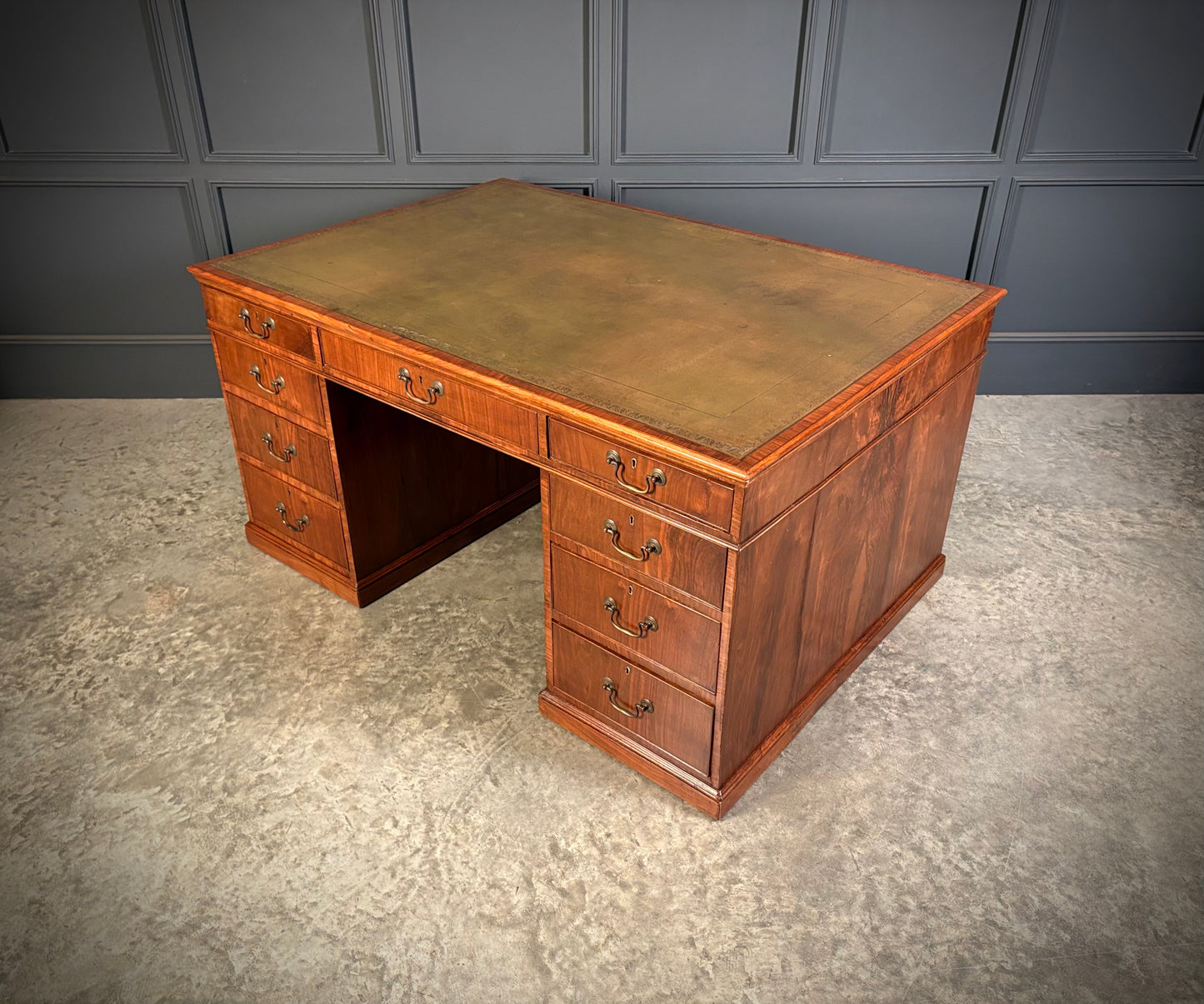 Large Victorian Walnut Partners Desk