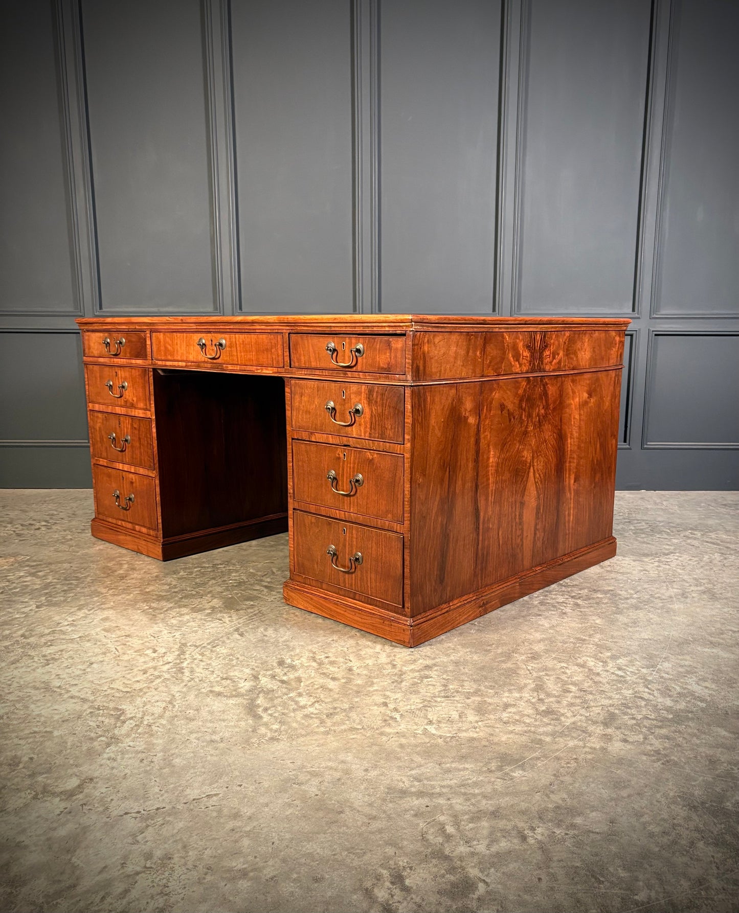 Large Victorian Walnut Partners Desk