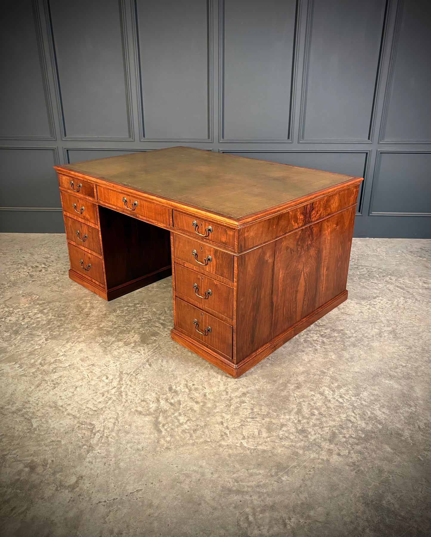 Large Victorian Walnut Partners Desk