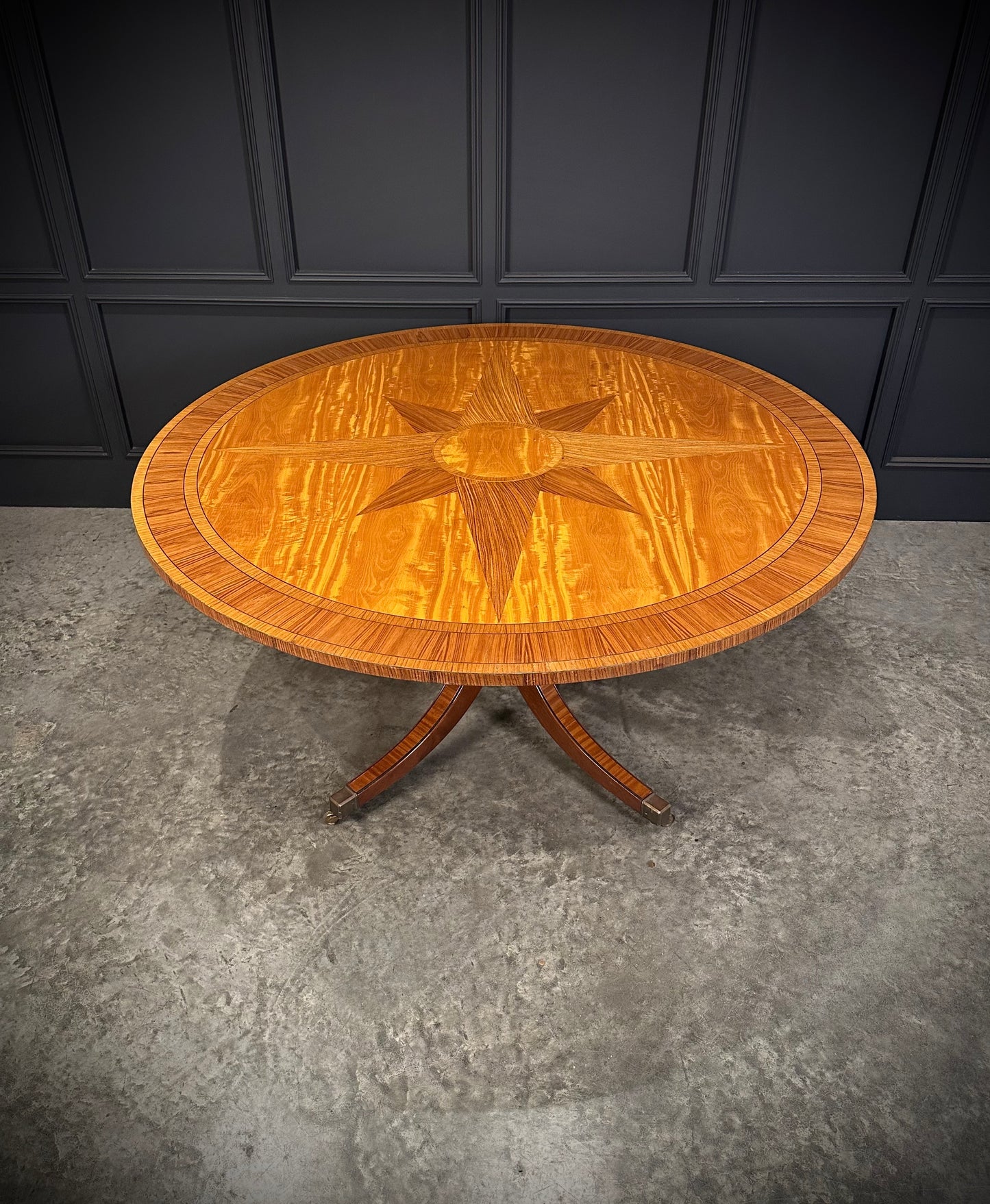 Large Round Satinwood Inlaid Dining Table