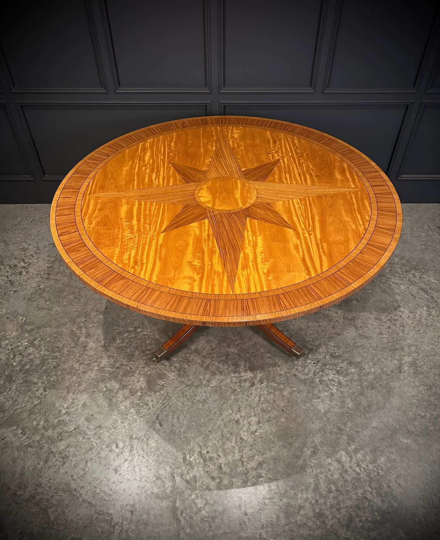 Large Round Satinwood Inlaid Dining Table