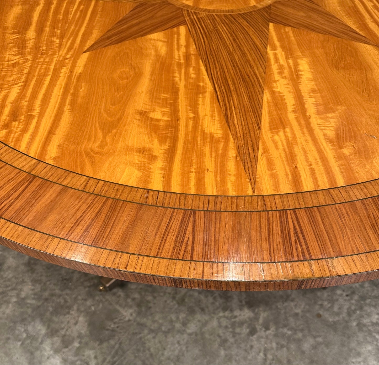 Large Round Satinwood Inlaid Dining Table