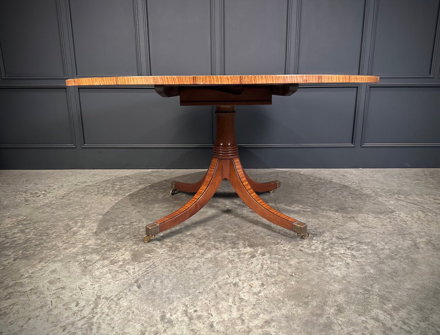 Large Round Satinwood Inlaid Dining Table