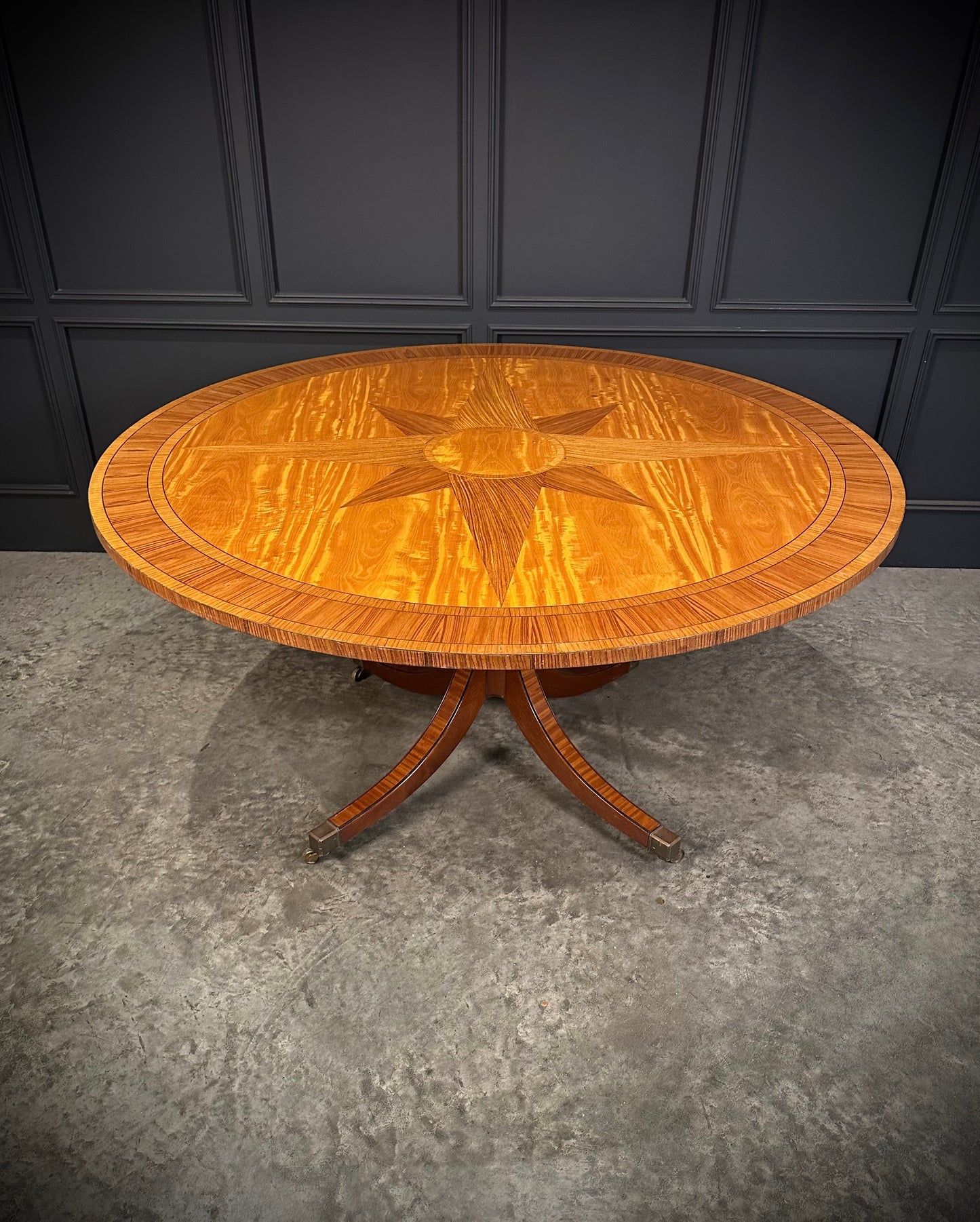 Large Round Satinwood Inlaid Dining Table