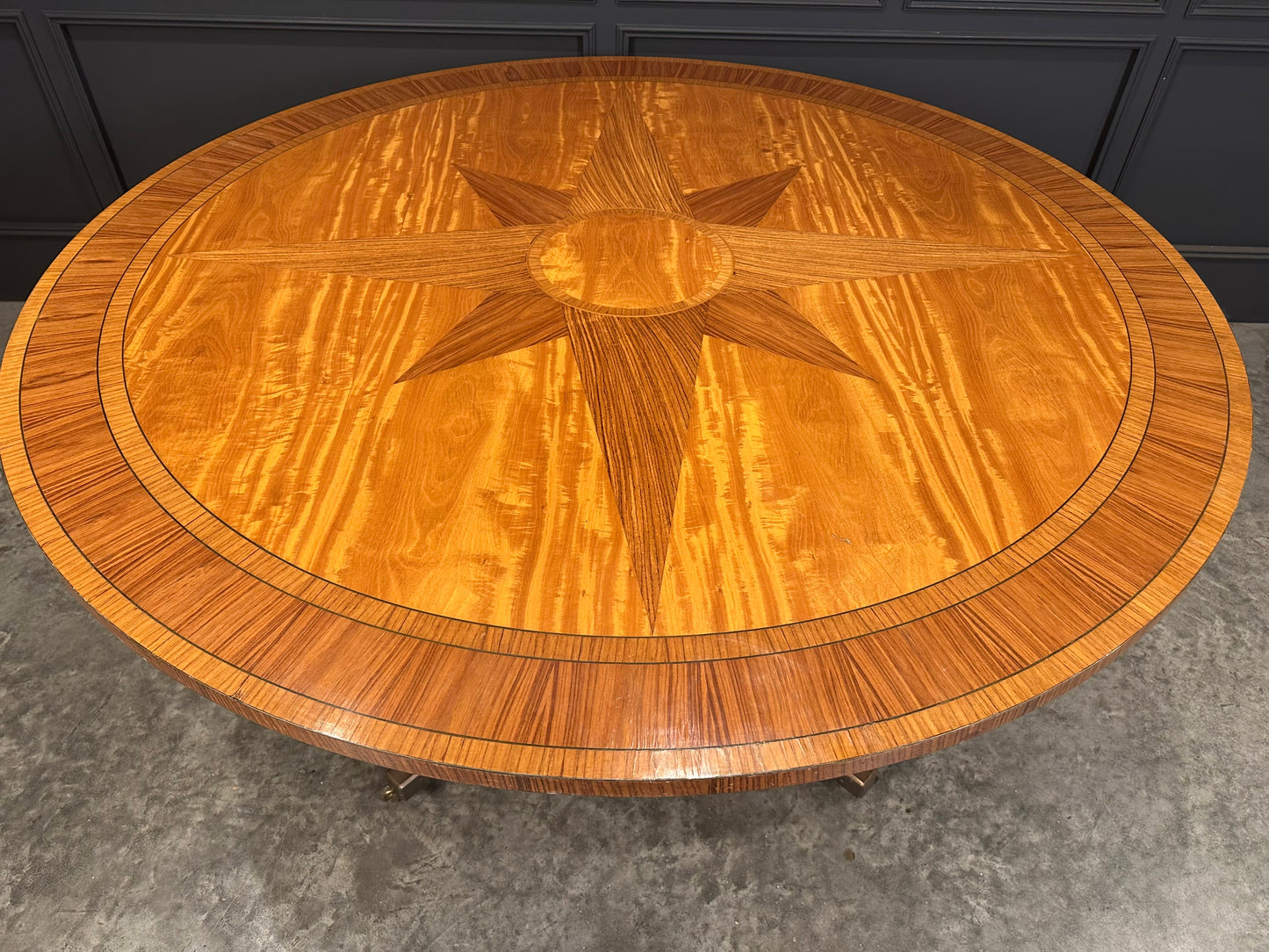 Large Round Satinwood Inlaid Dining Table