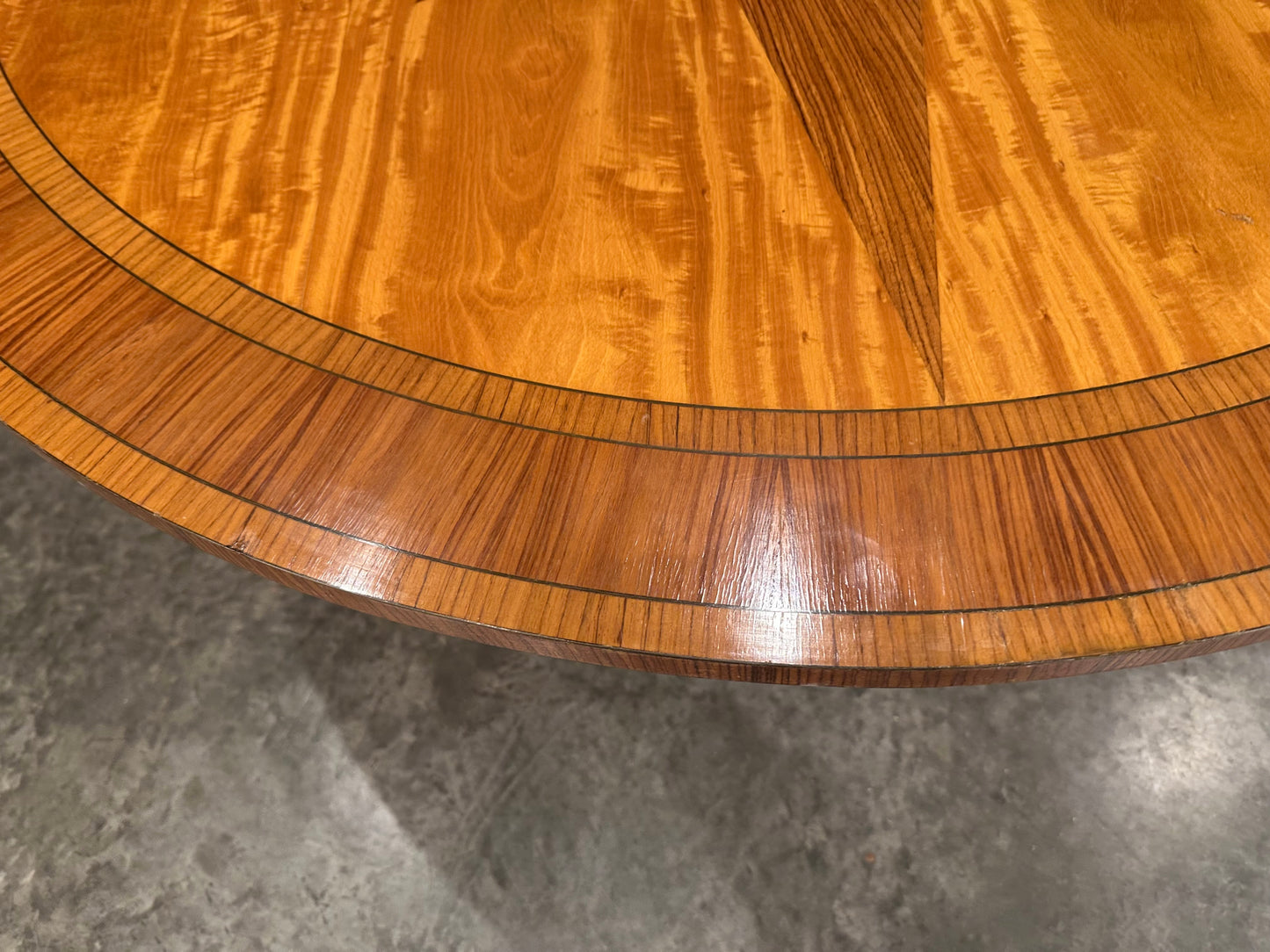 Large Round Satinwood Inlaid Dining Table