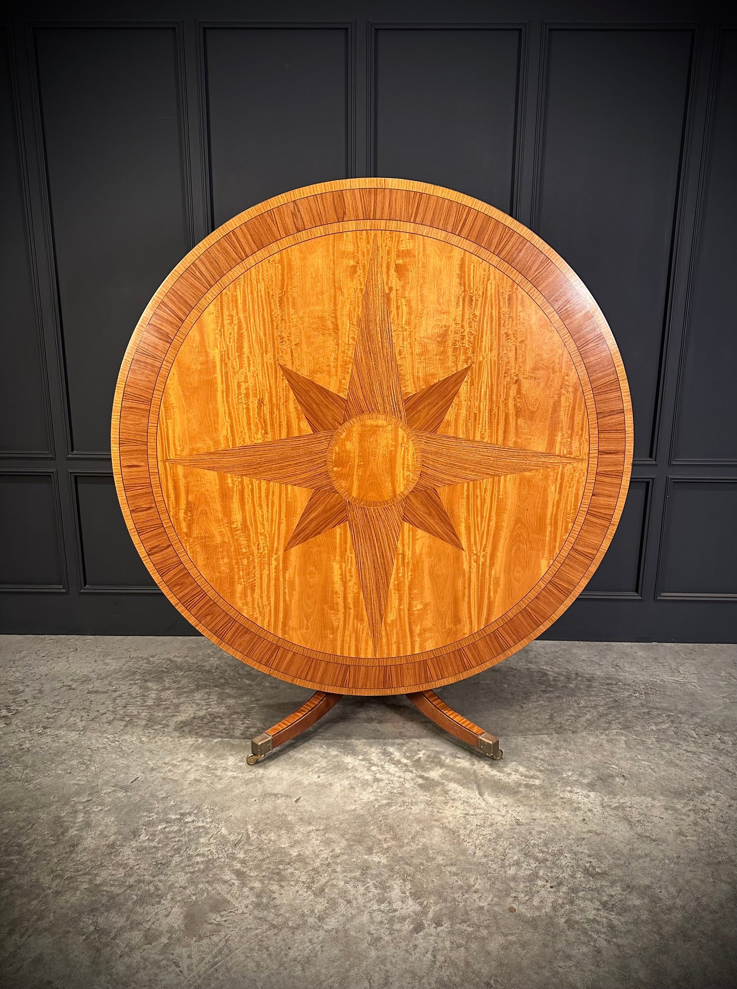 Large Round Satinwood Inlaid Dining Table