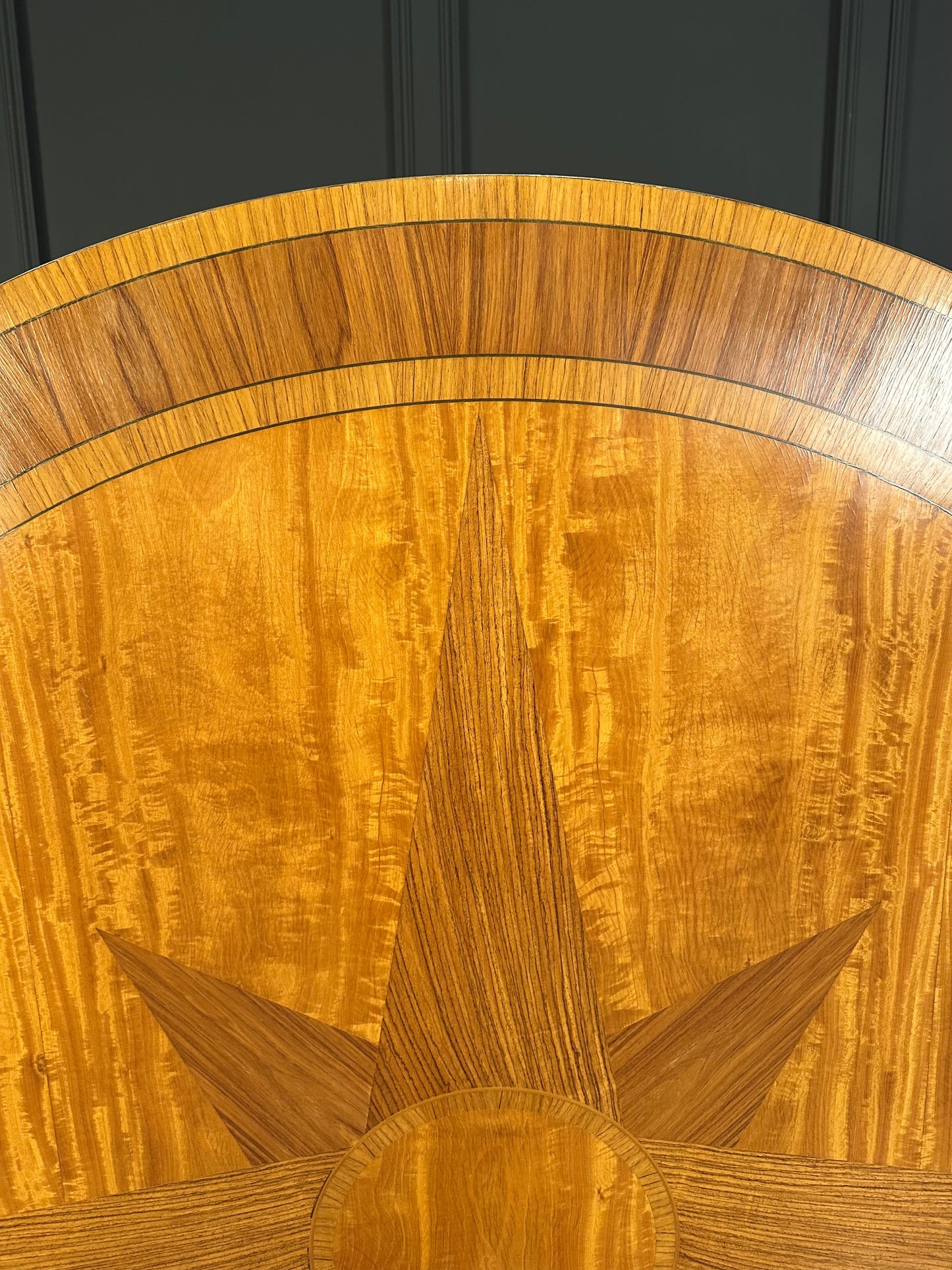 Large Round Satinwood Inlaid Dining Table