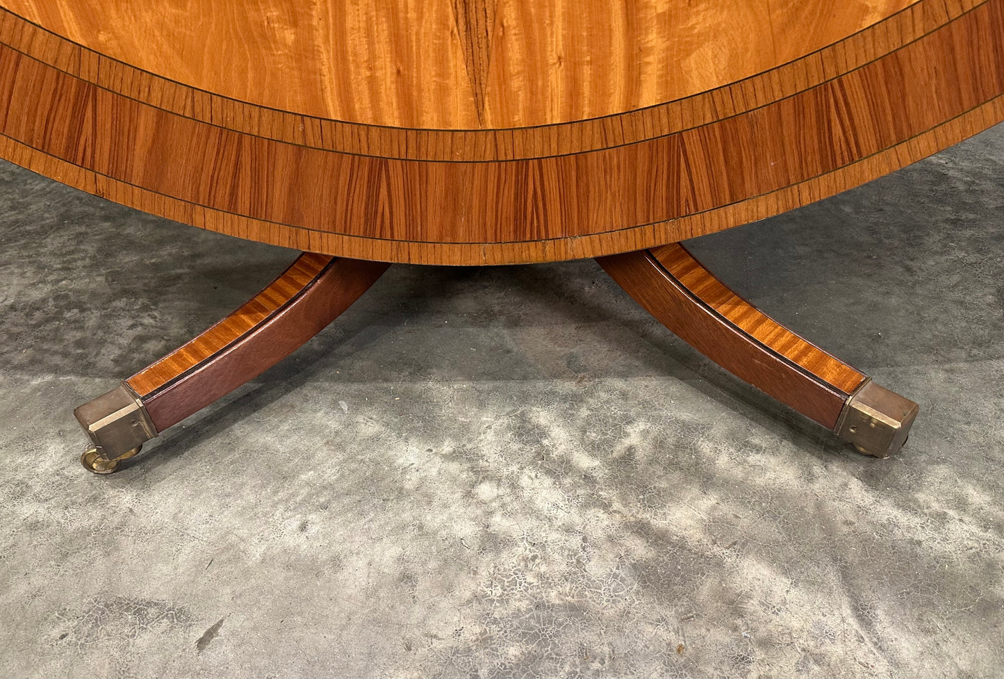 Large Round Satinwood Inlaid Dining Table
