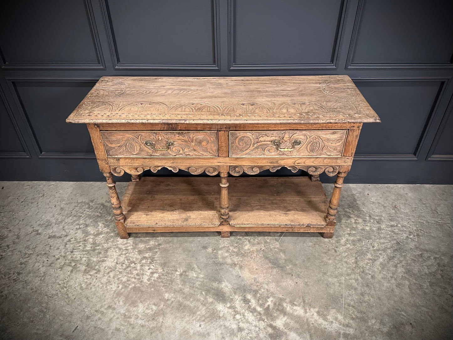 18th Century Bleached Oak Potboard Dresser