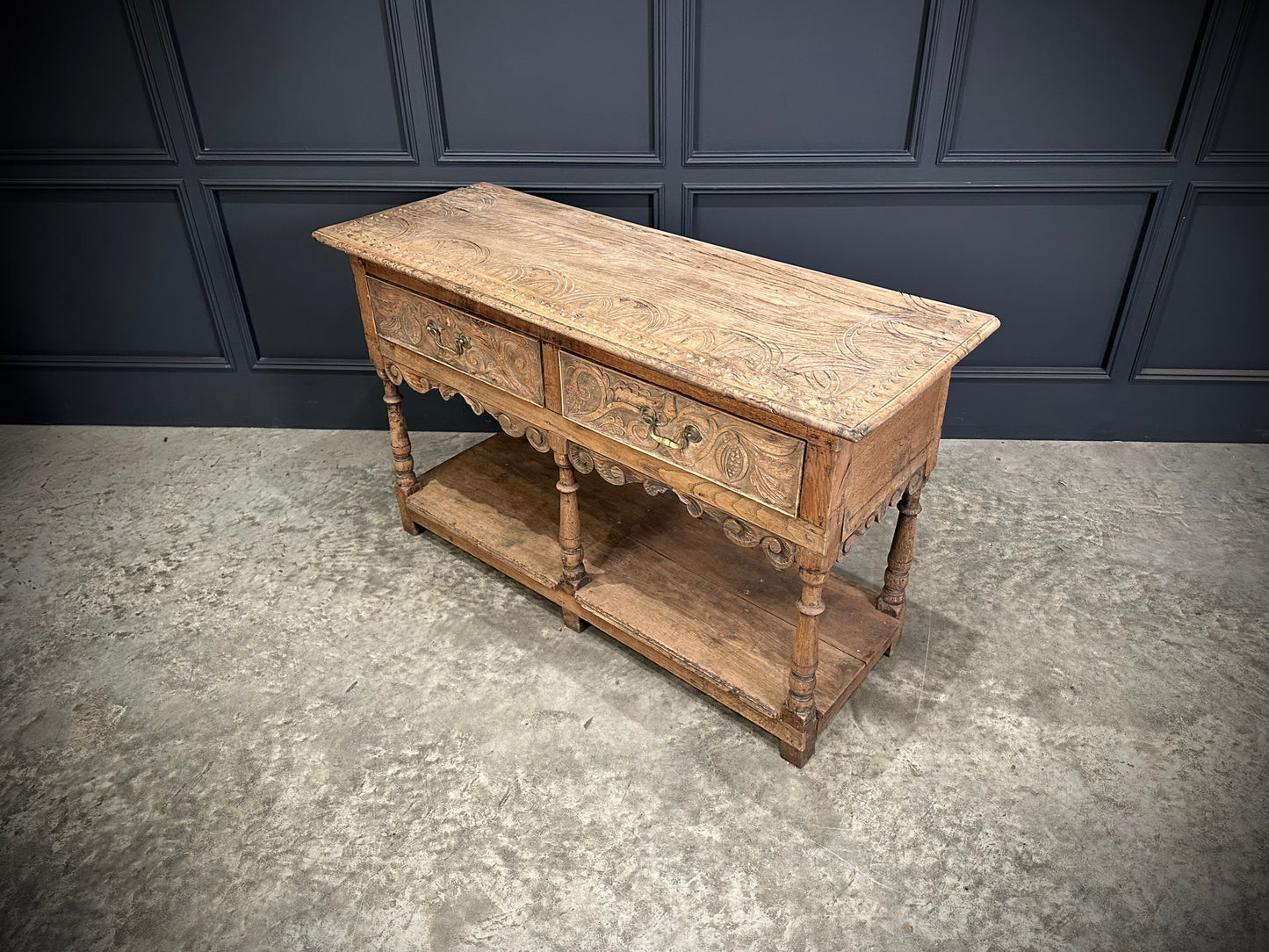 18th Century Bleached Oak Potboard Dresser