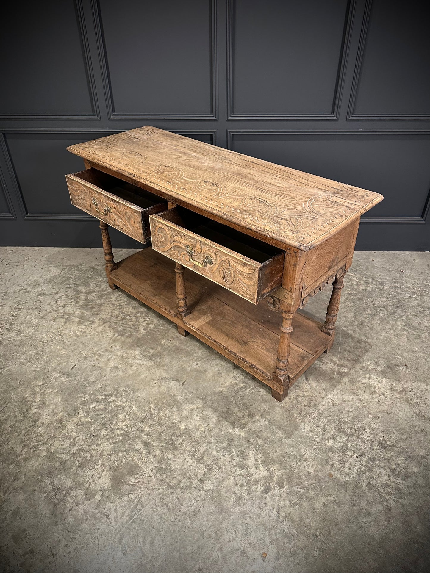 18th Century Bleached Oak Potboard Dresser