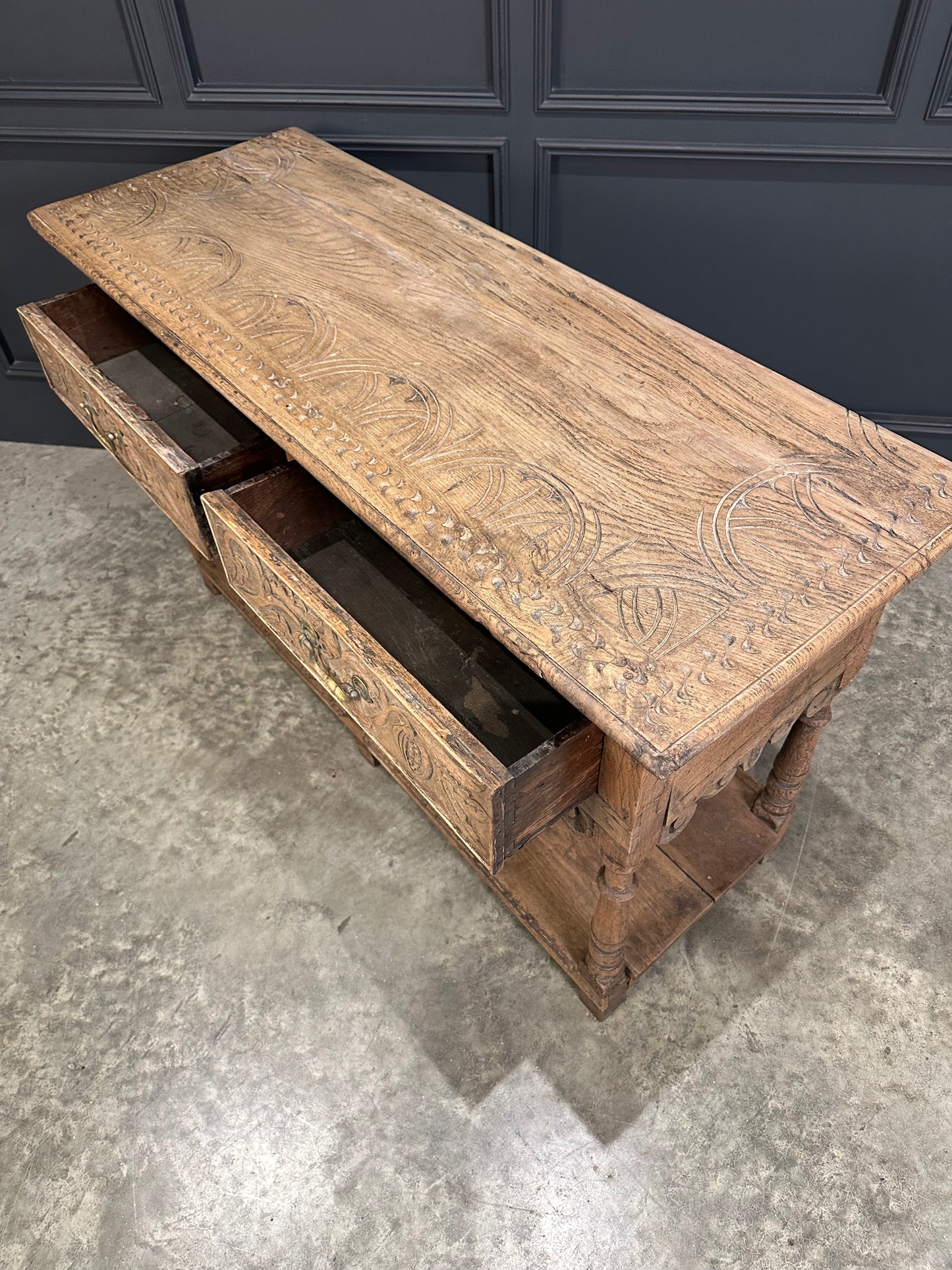 18th Century Bleached Oak Potboard Dresser