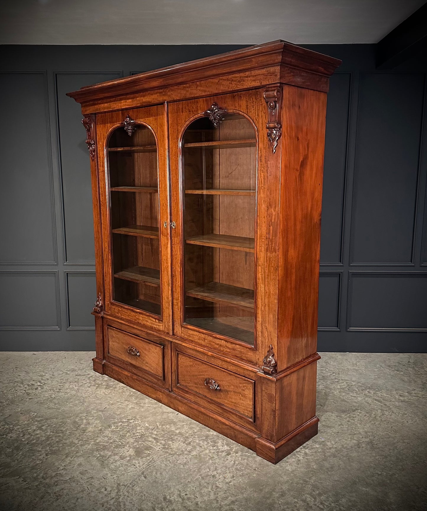 Large Victorian Mahogany Glazed Bookcase
