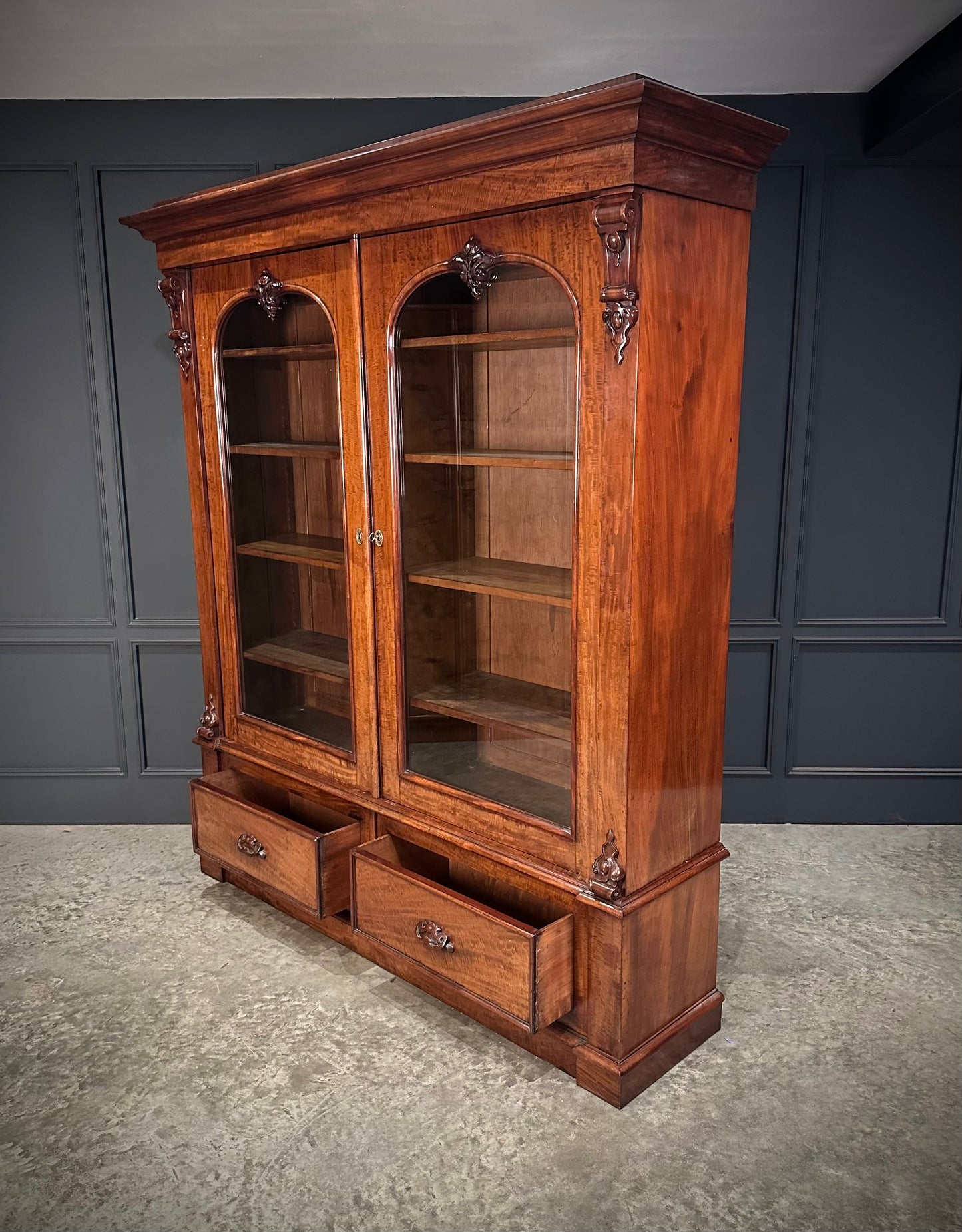 Large Victorian Mahogany Glazed Bookcase