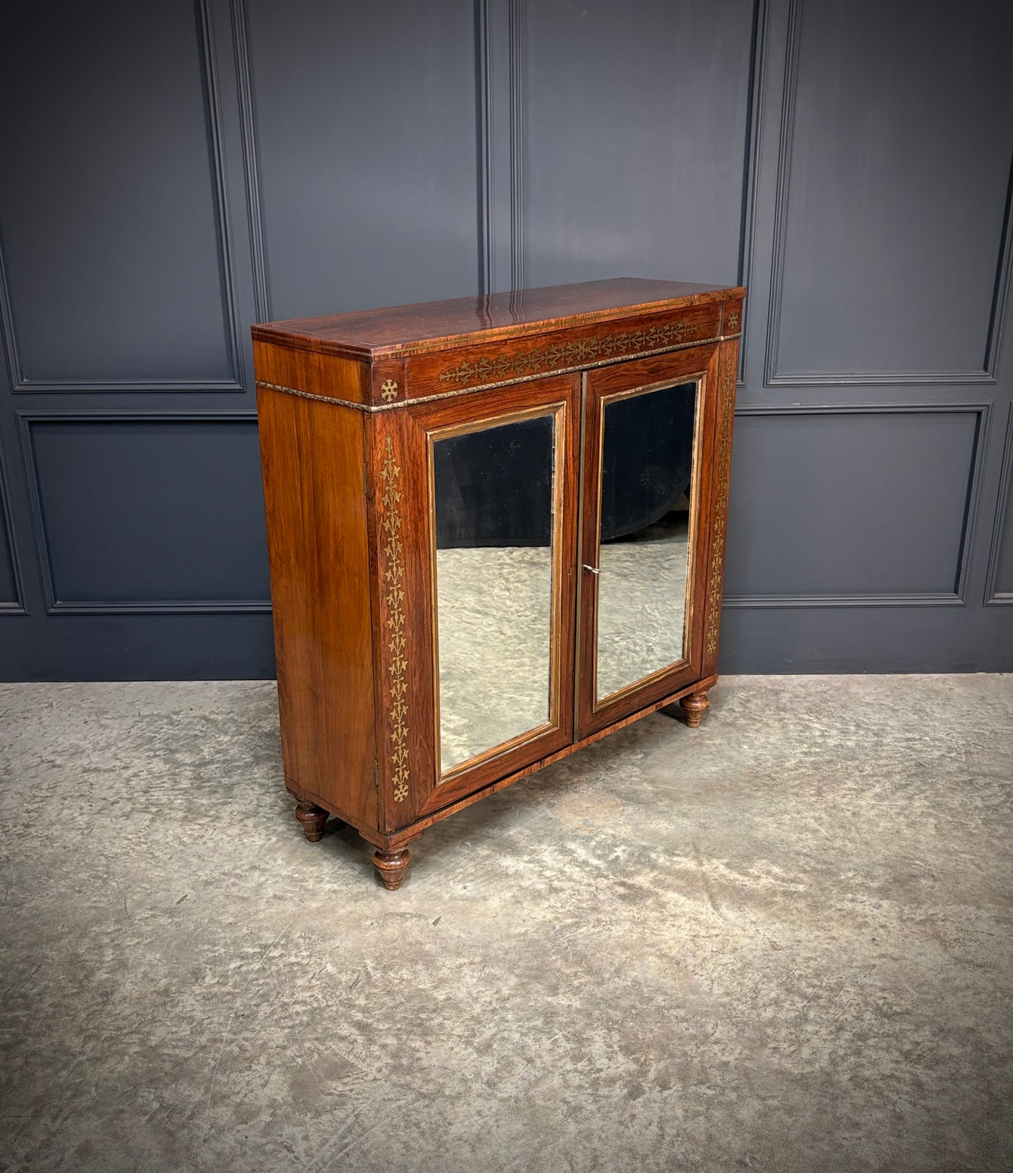 Regency Rosewood Brass Inlaid Cabinet