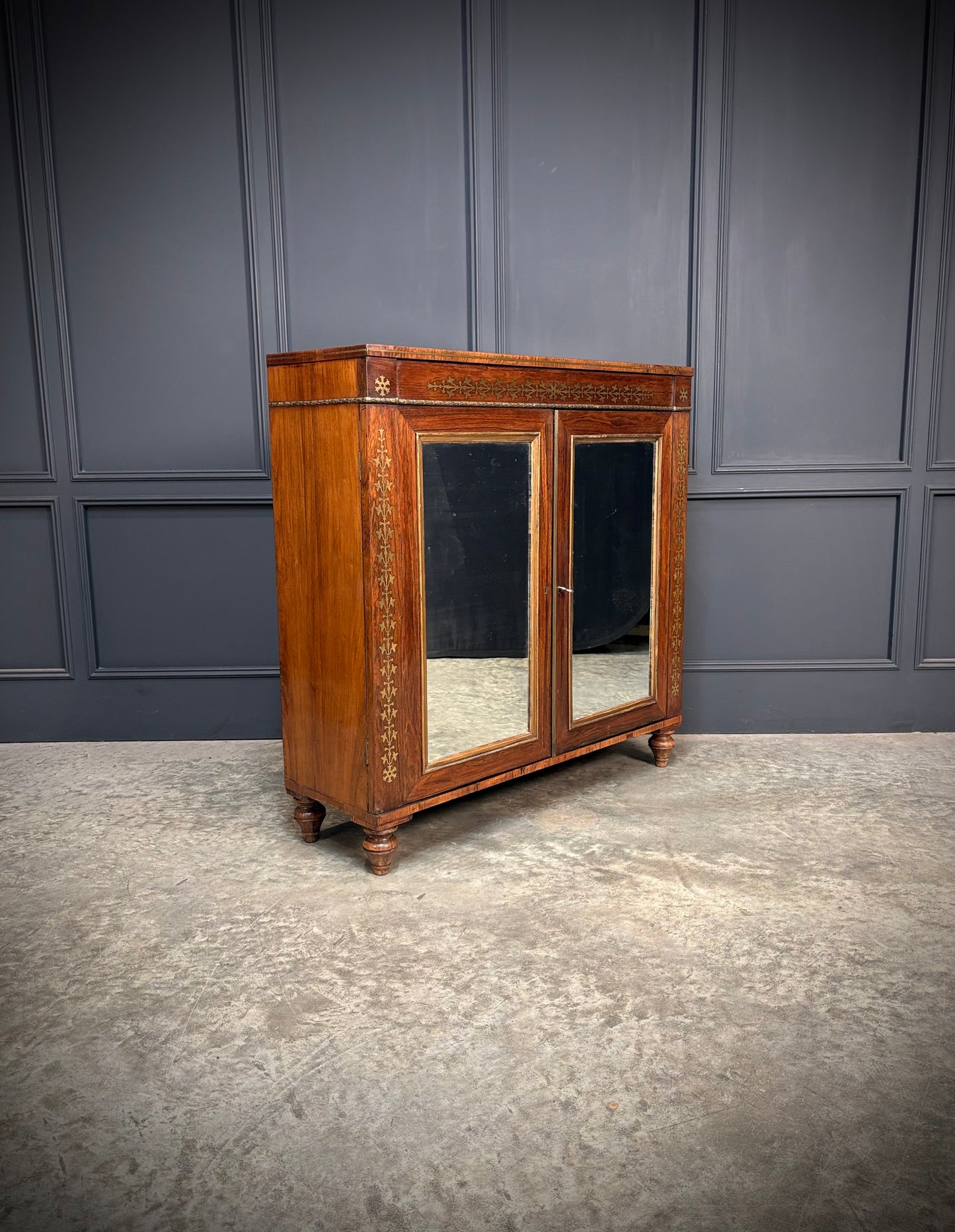 Regency Rosewood Brass Inlaid Cabinet