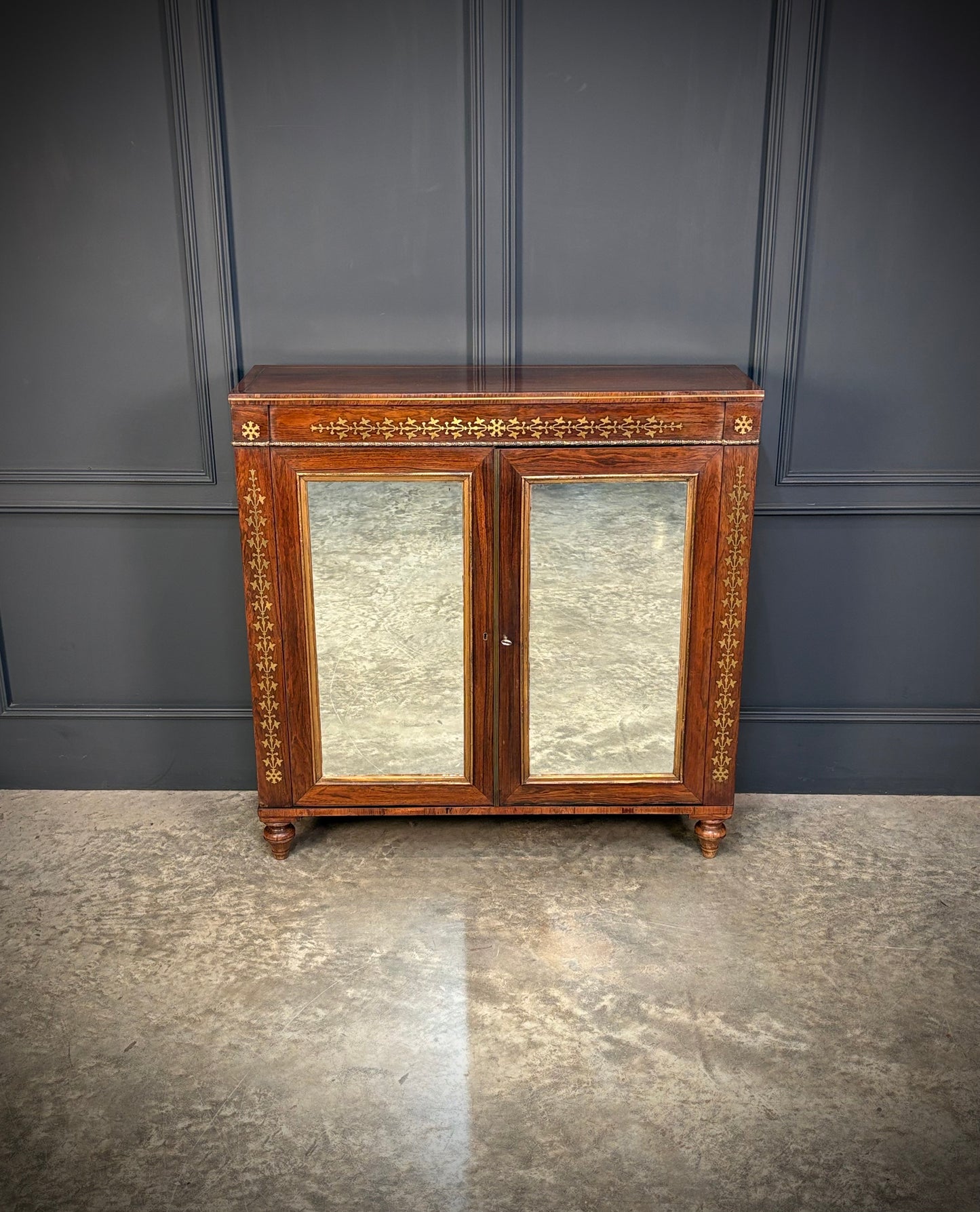 Regency Rosewood Brass Inlaid Cabinet