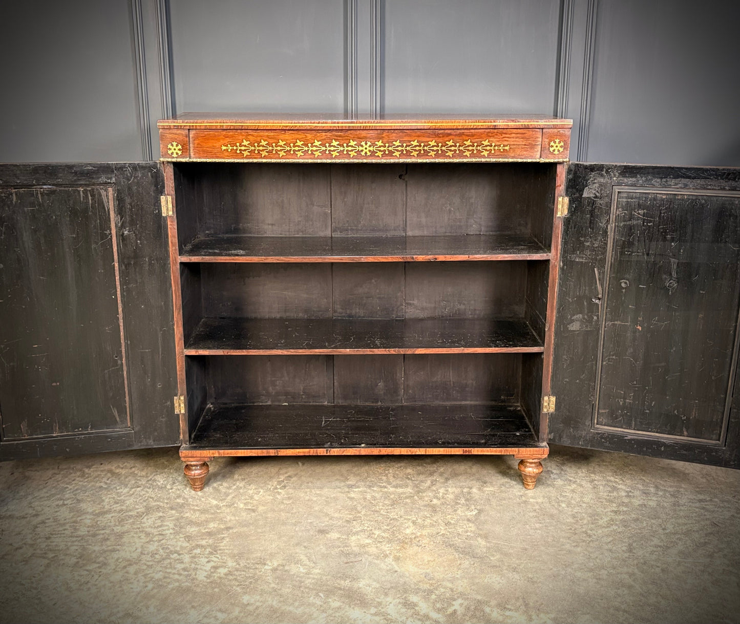 Regency Rosewood Brass Inlaid Cabinet