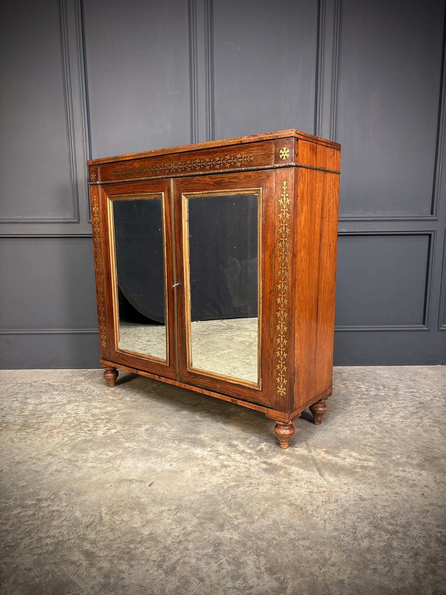 Regency Rosewood Brass Inlaid Cabinet