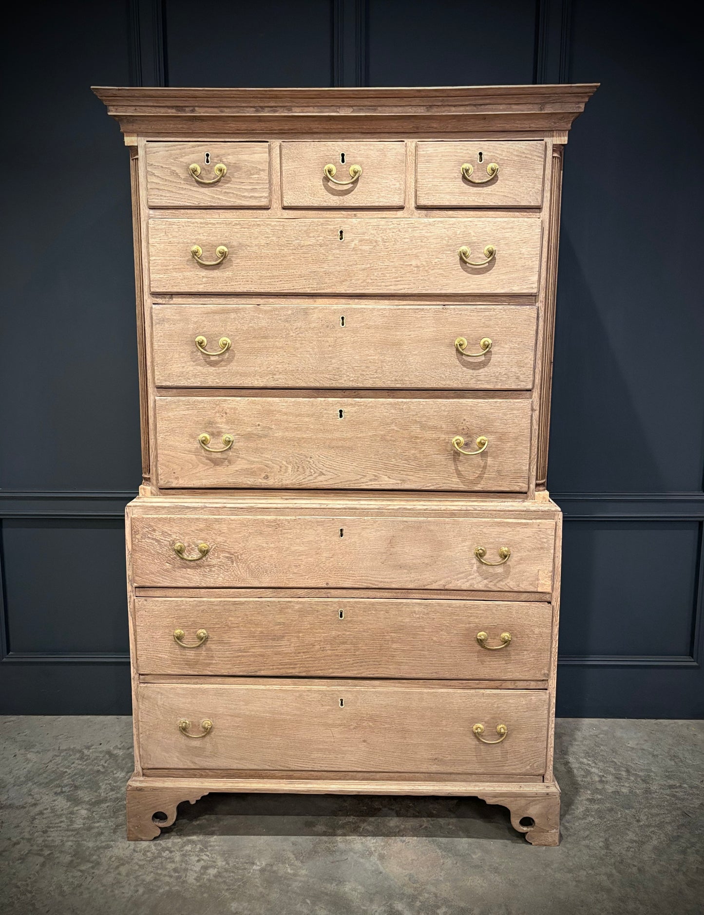 Georgian Bleached Oak Chest on Chest