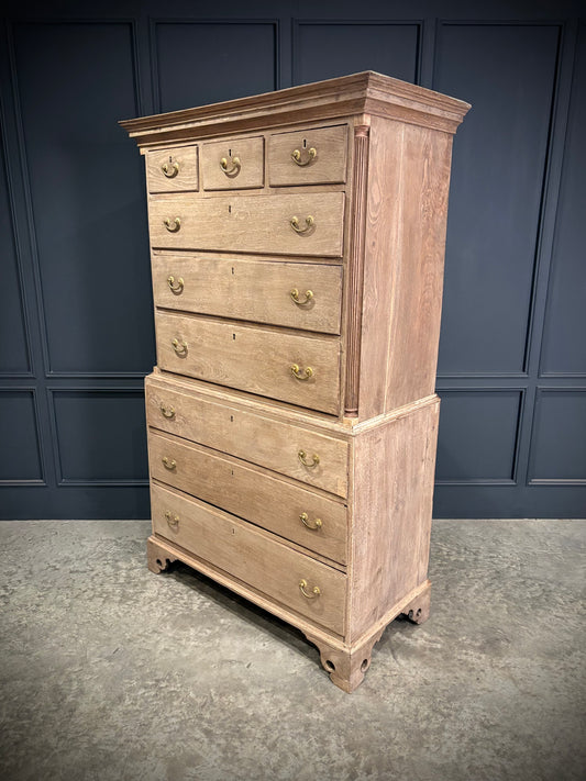 Georgian Bleached Oak Chest on Chest