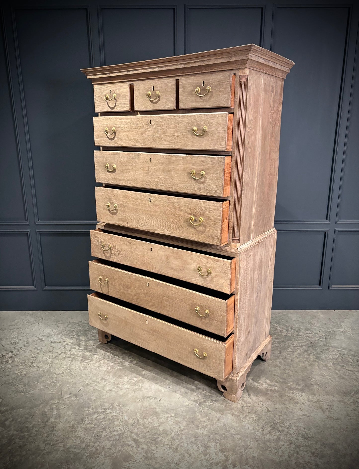Georgian Bleached Oak Chest on Chest