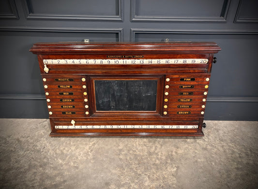 Antique Burroughes & Watts Mahogany Billiards Scoreboard