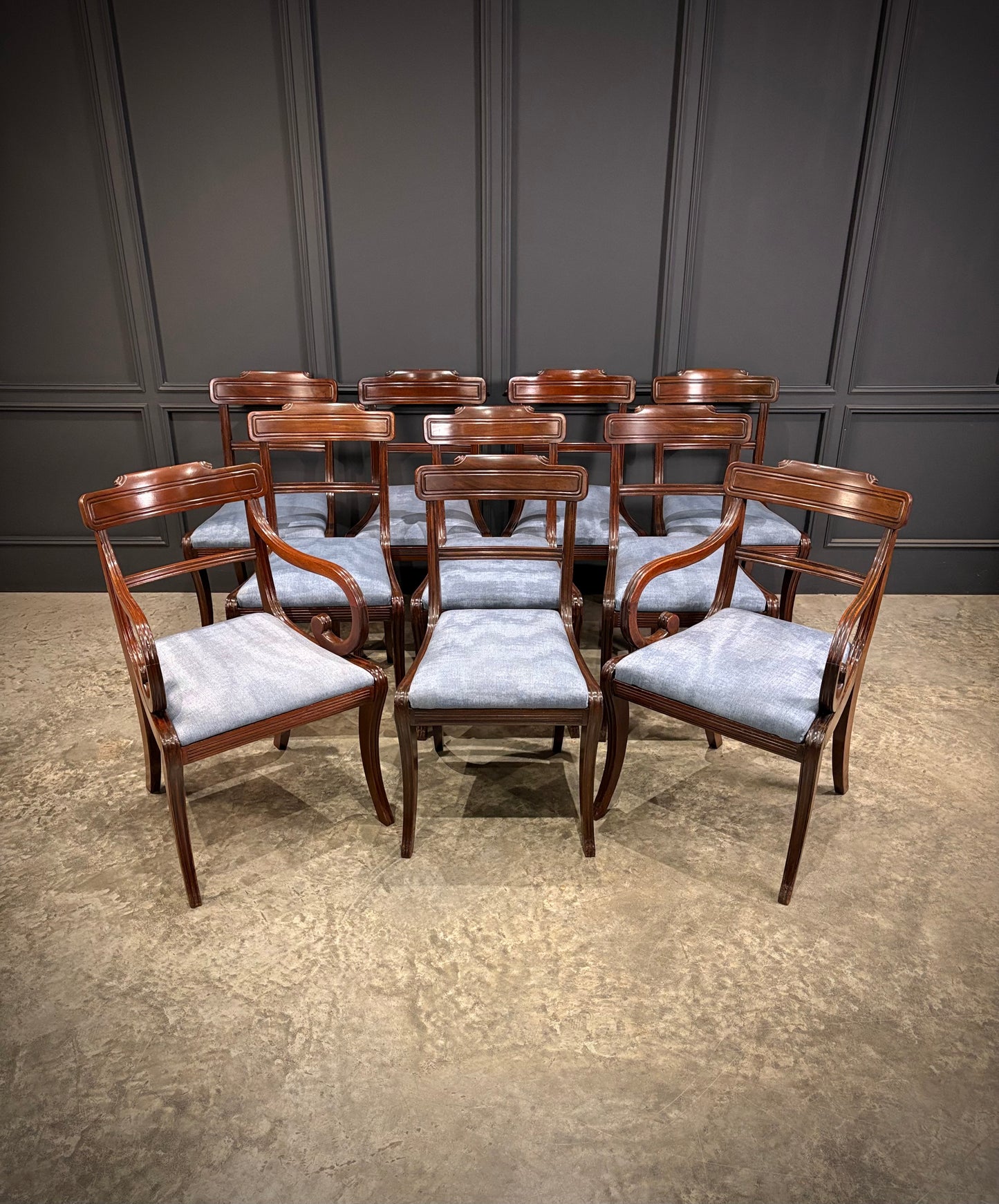 Set of Ten Mahogany Dining Chairs