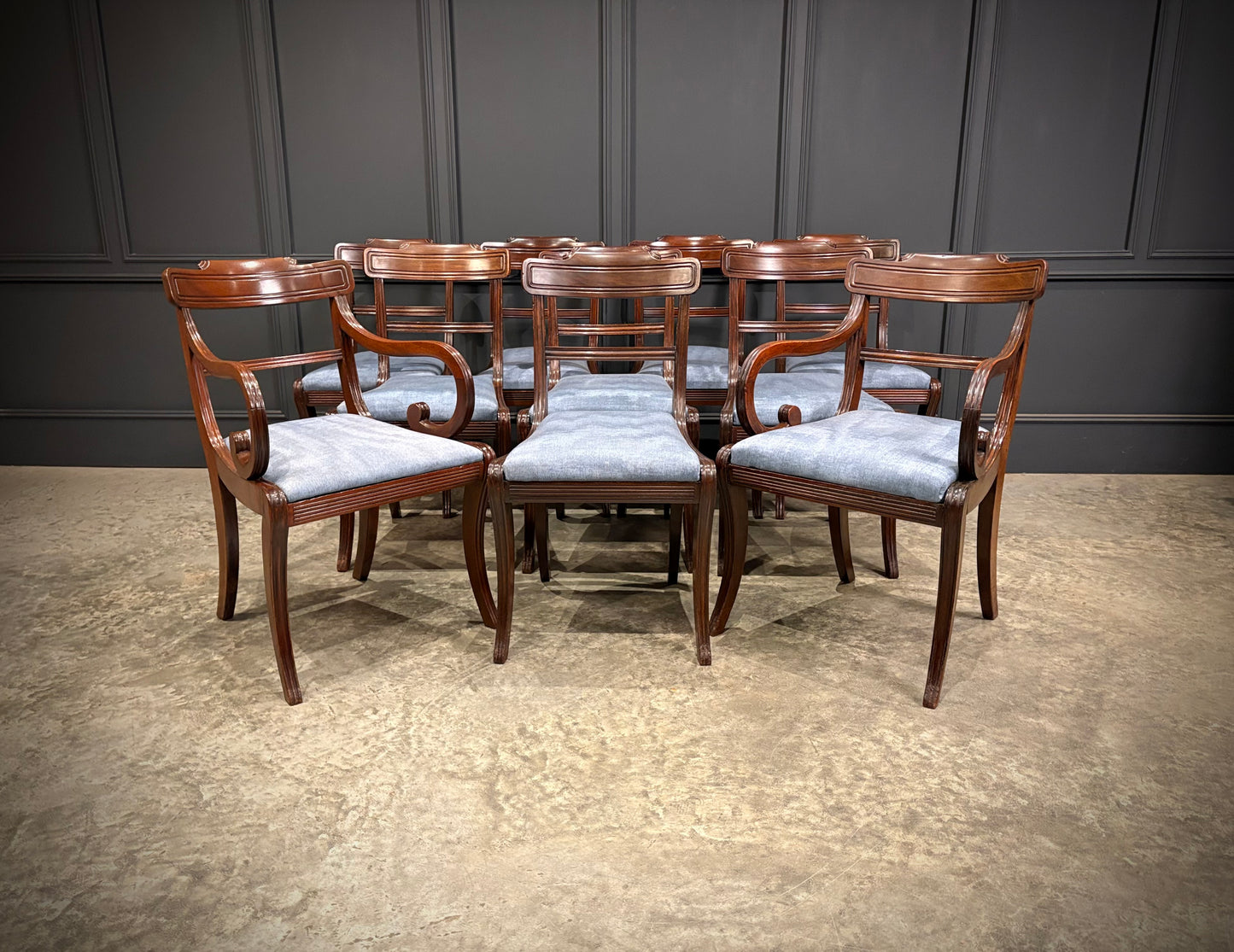 Set of Ten Mahogany Dining Chairs