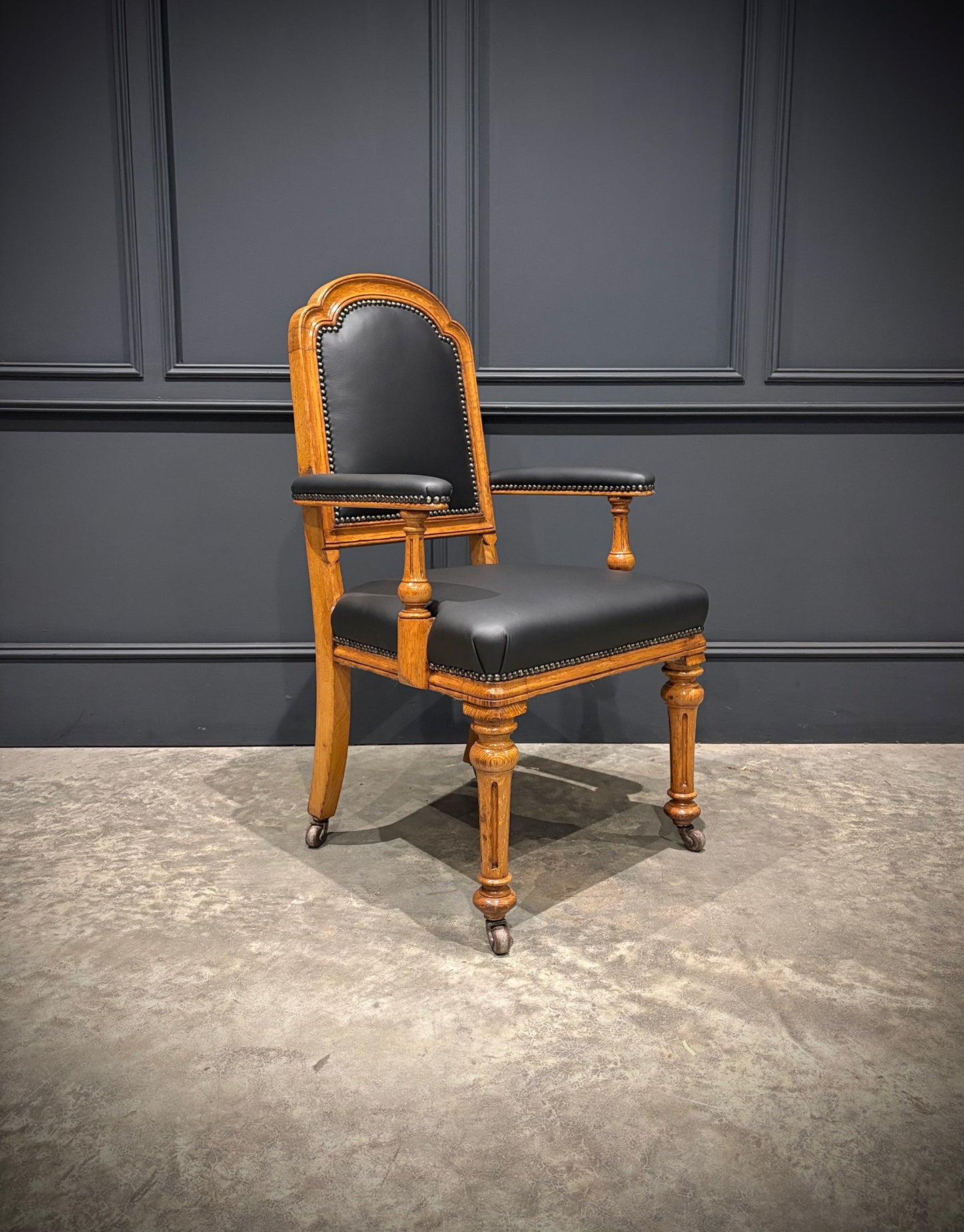Oak & Leather Armchair by W.Williamson & Sons