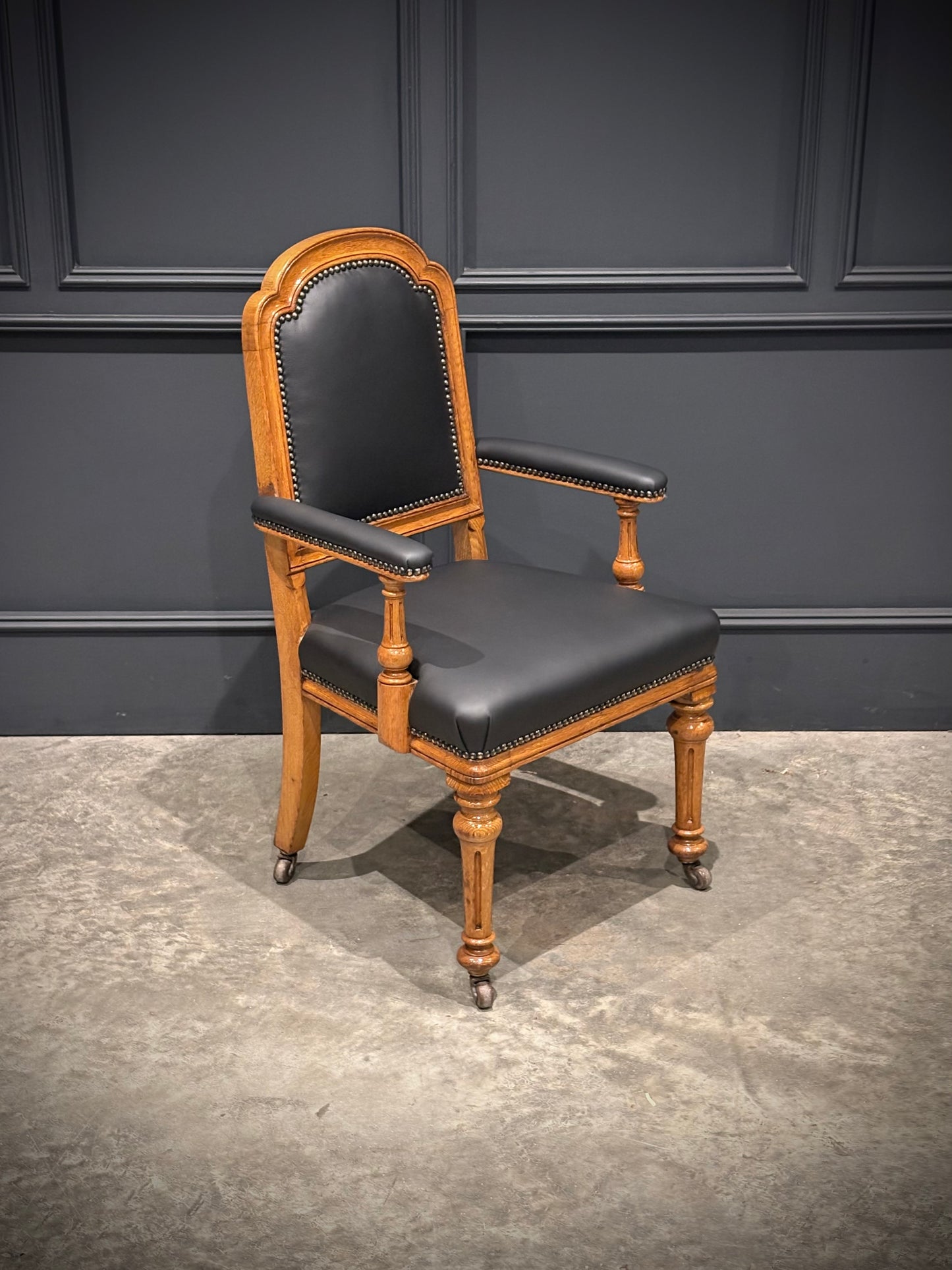Oak & Leather Armchair by W.Williamson & Sons