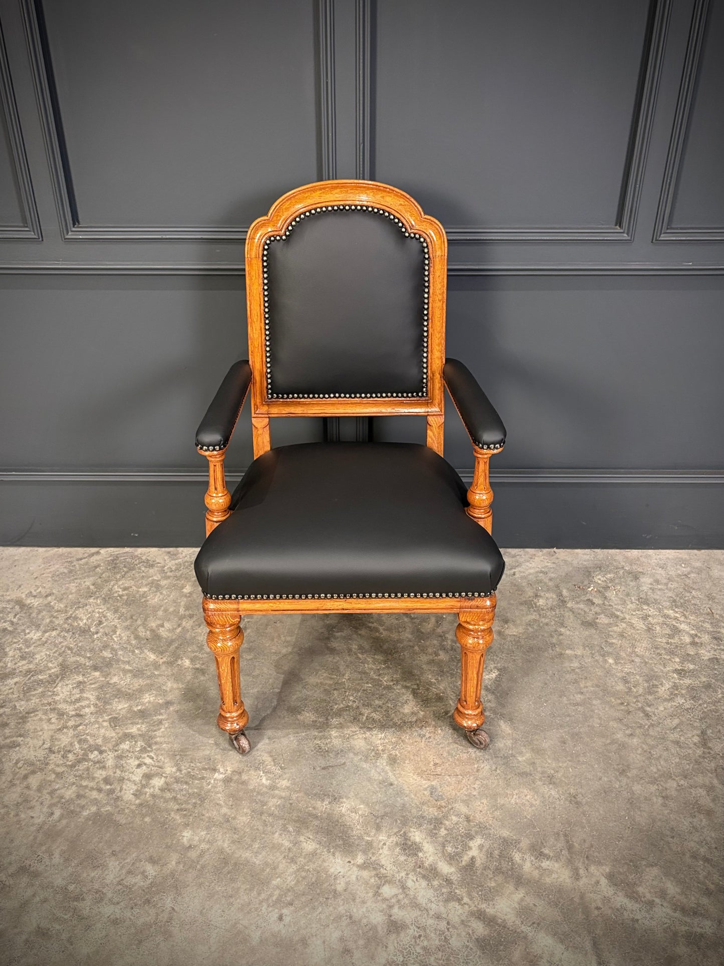Oak & Leather Armchair by W.Williamson & Sons
