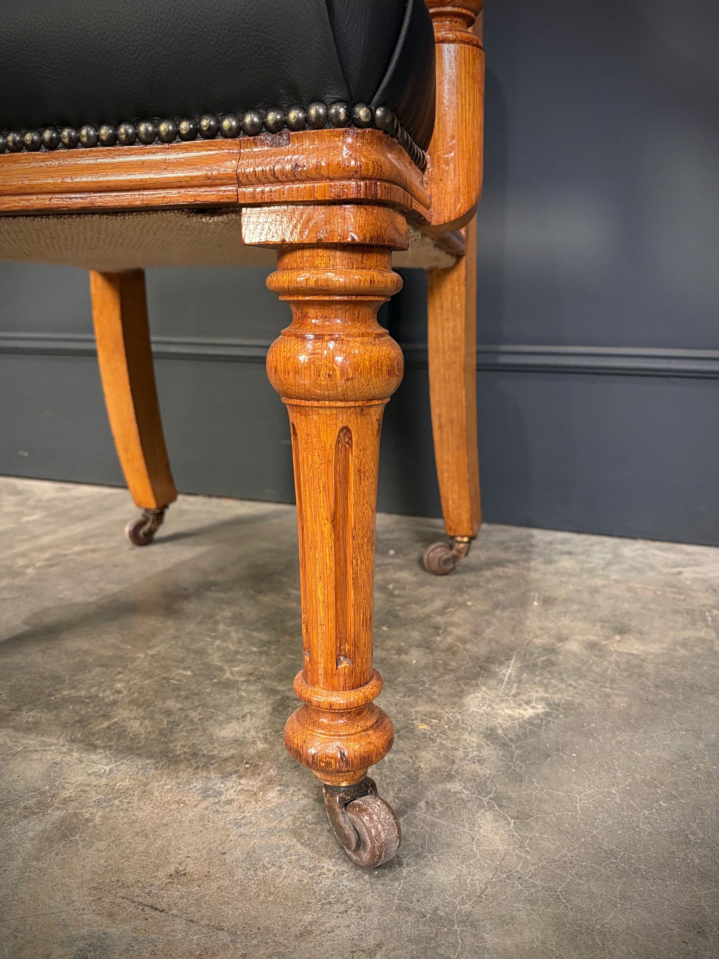 Oak & Leather Armchair by W.Williamson & Sons