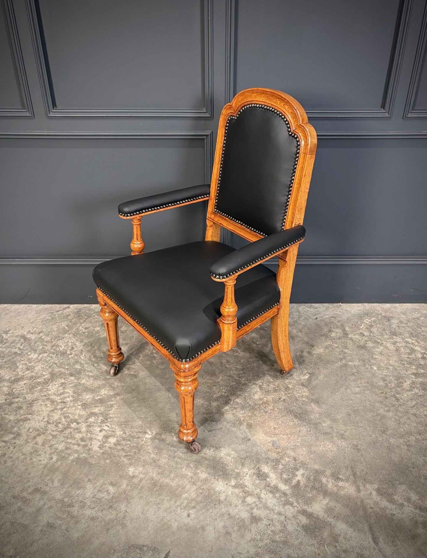 Oak & Leather Armchair by W.Williamson & Sons