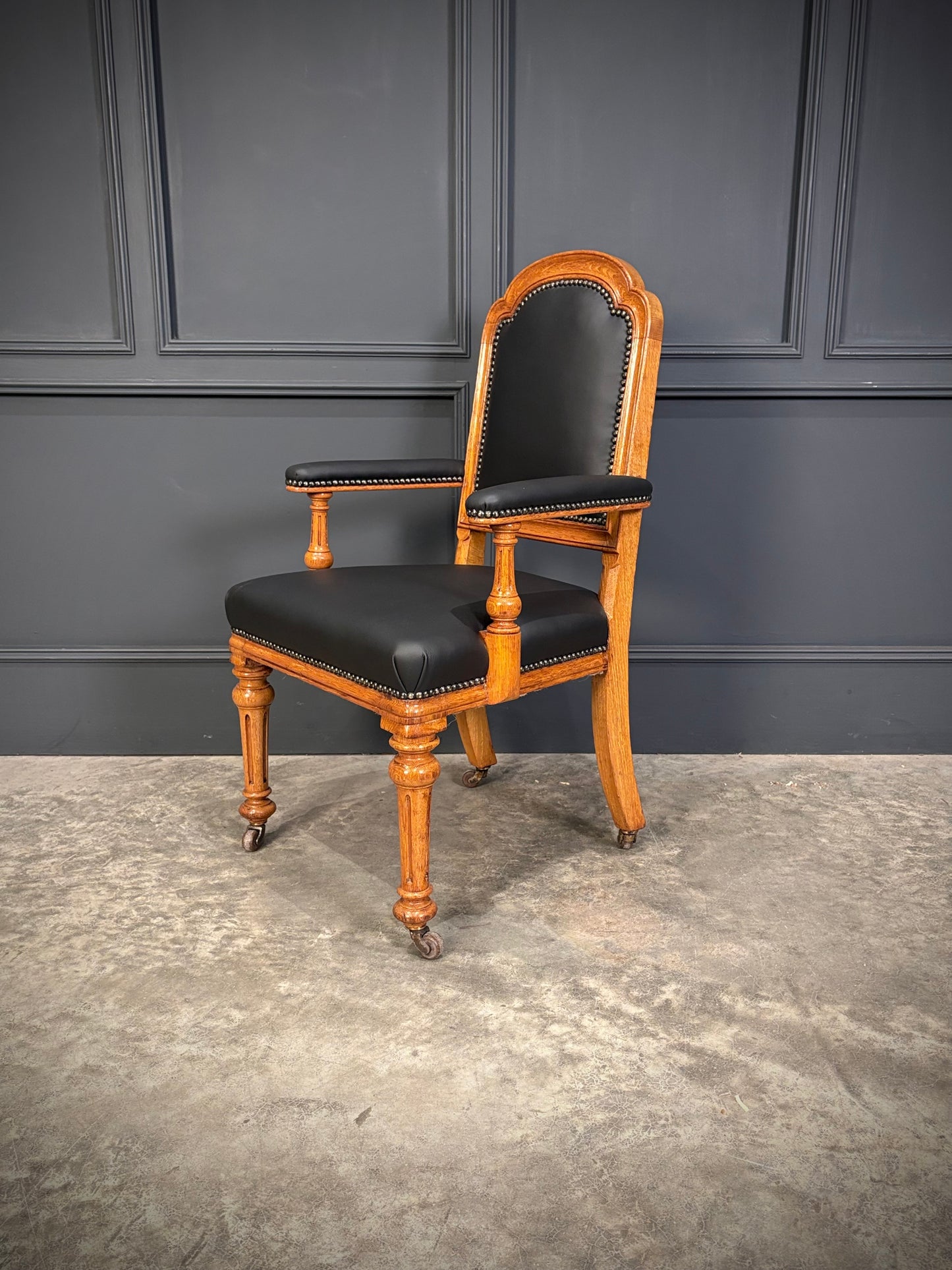 Oak & Leather Armchair by W.Williamson & Sons
