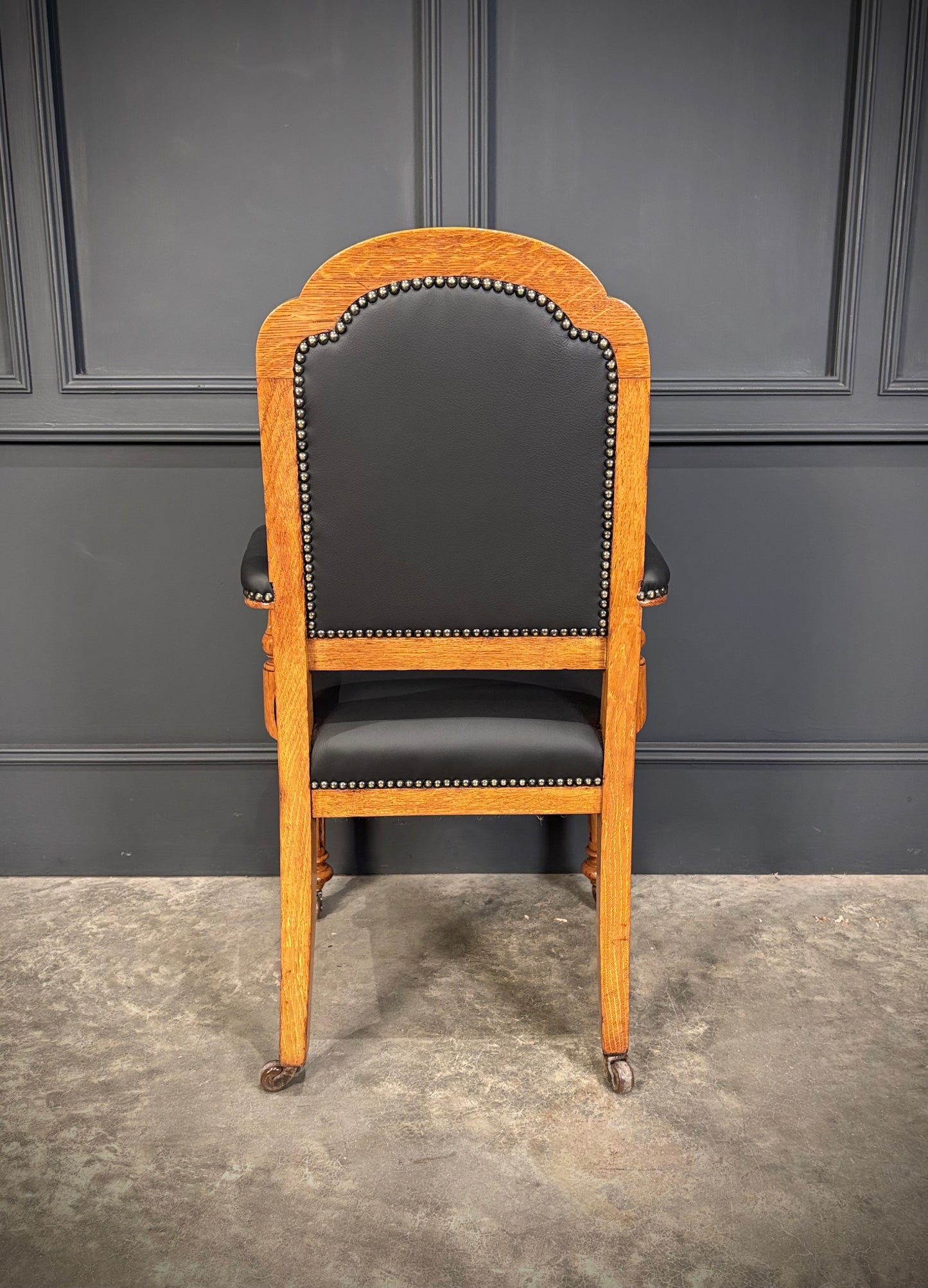 Oak & Leather Armchair by W.Williamson & Sons