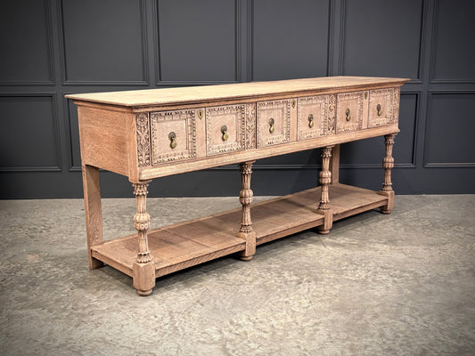 Bleached Carved Oak Potboard Dresser