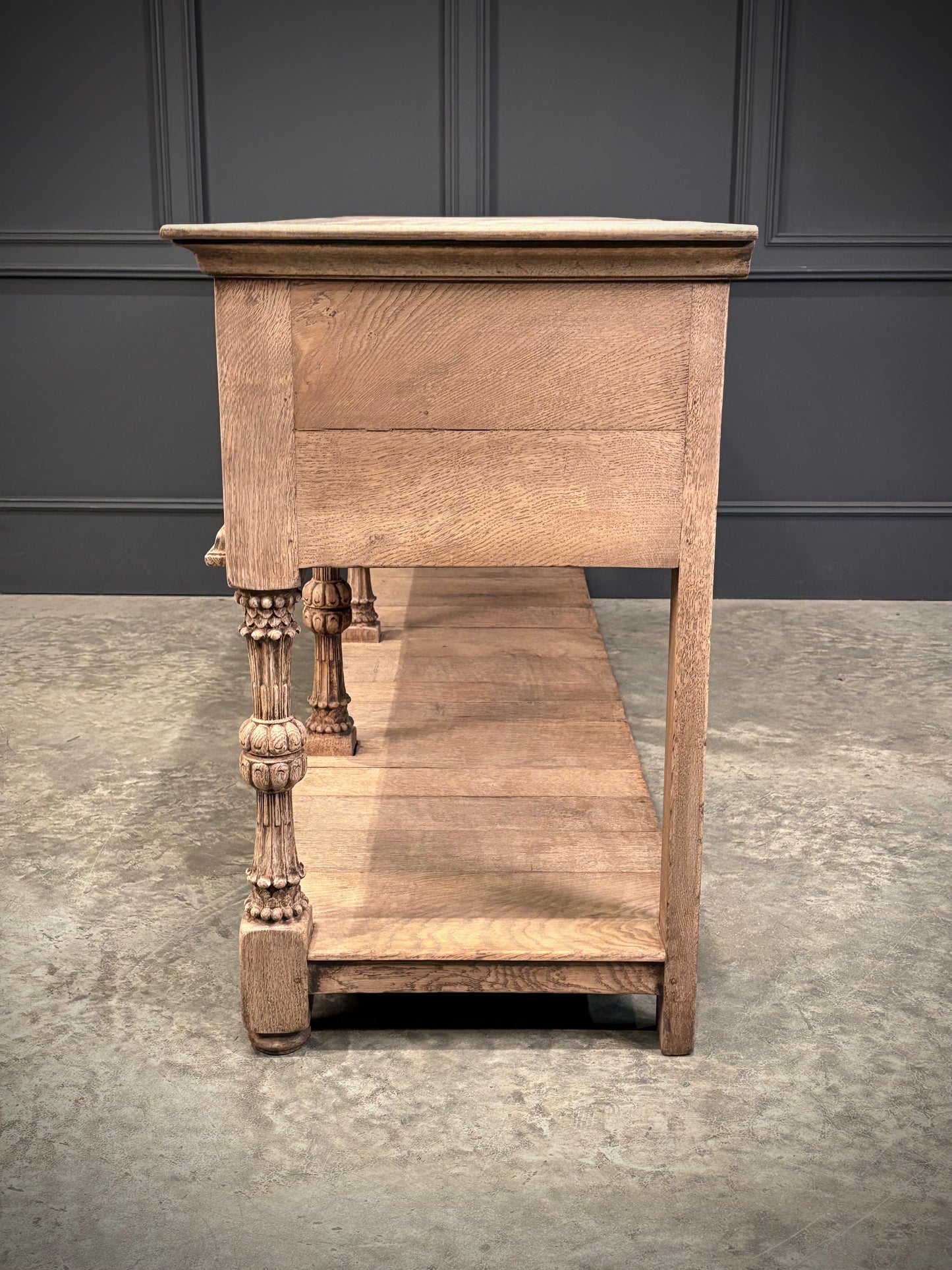 Bleached Carved Oak Potboard Dresser
