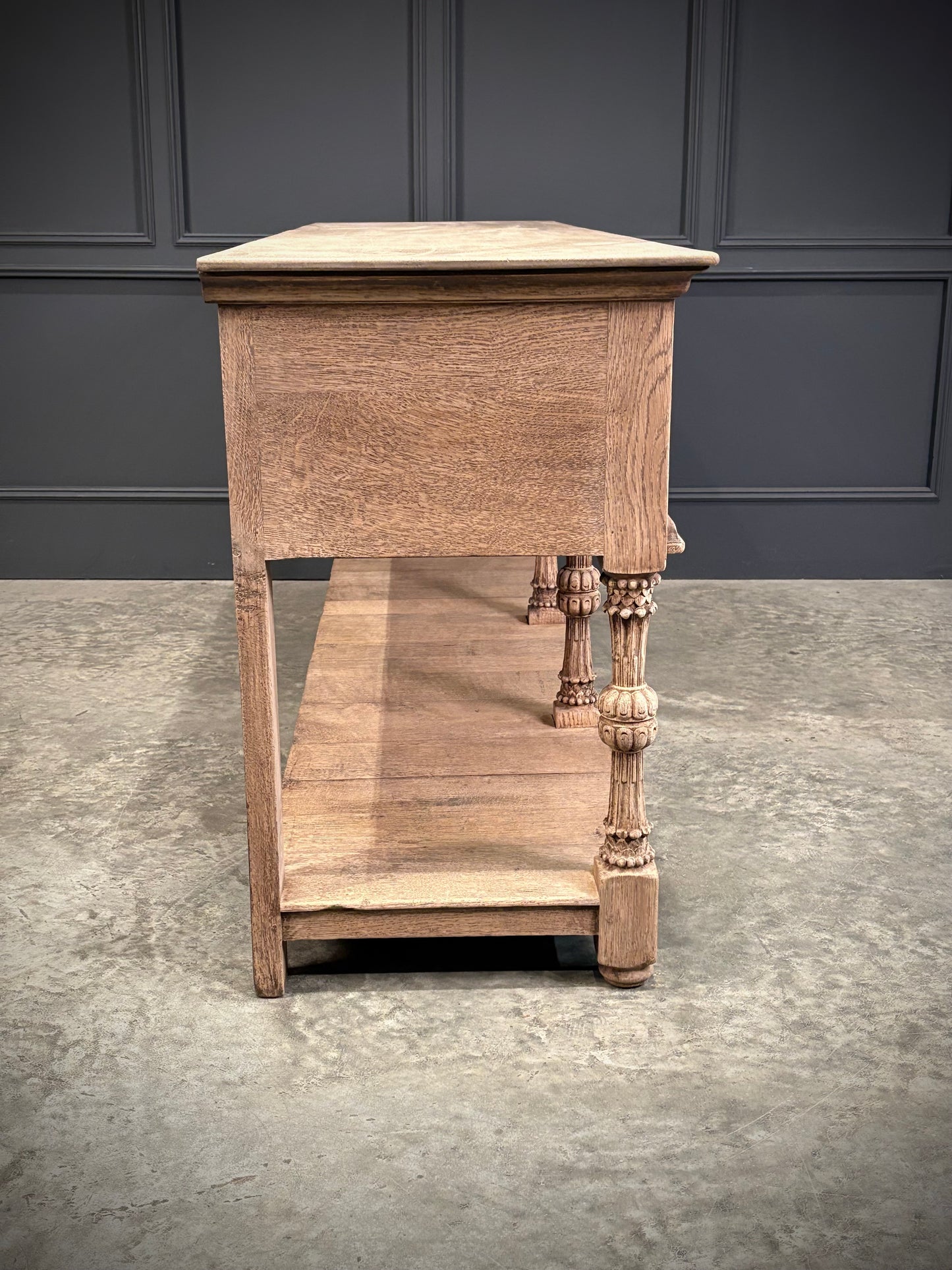 Bleached Carved Oak Potboard Dresser