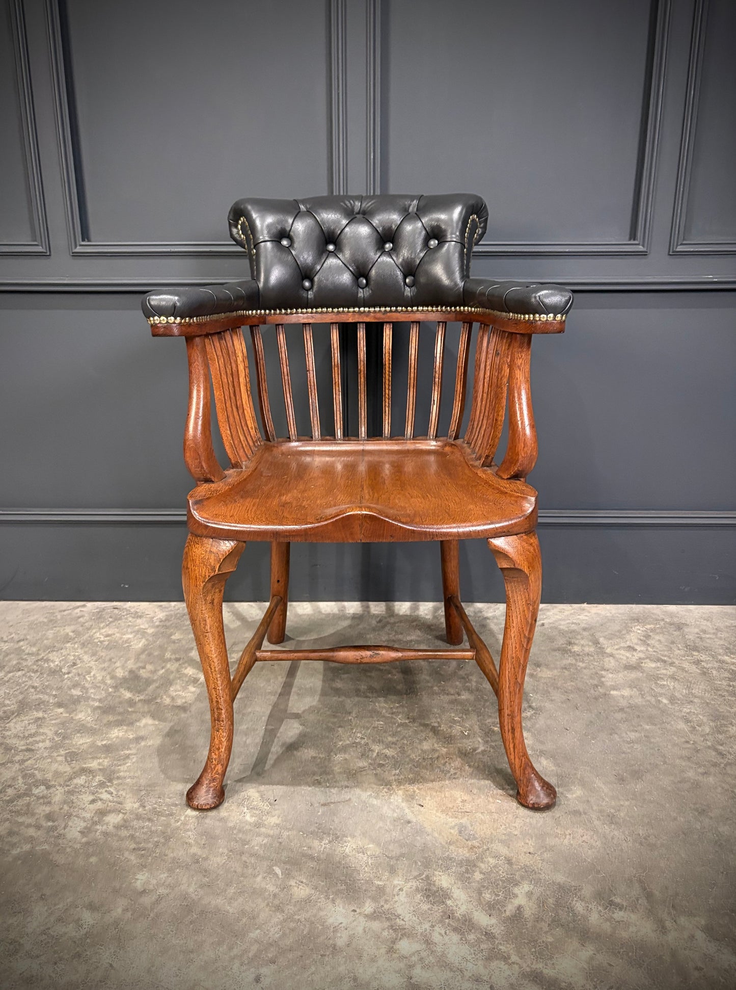 Victorian Oak & Leather Desk Chair