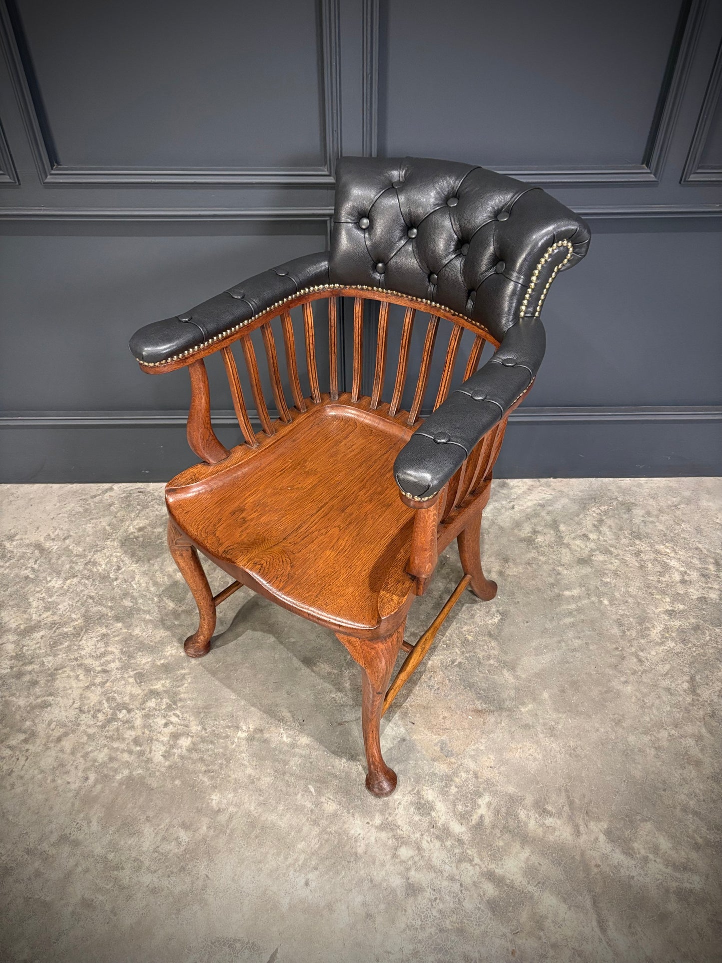 Victorian Oak & Leather Desk Chair