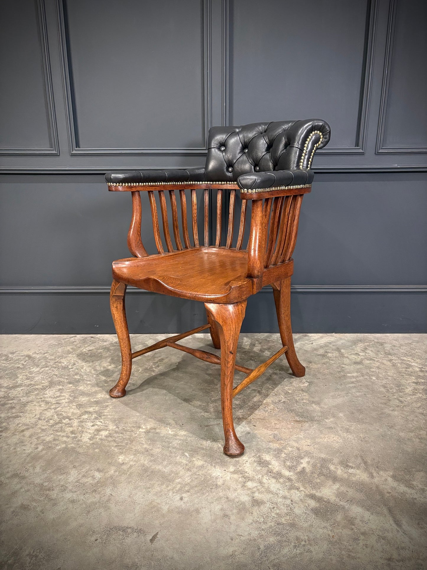 Victorian Oak & Leather Desk Chair