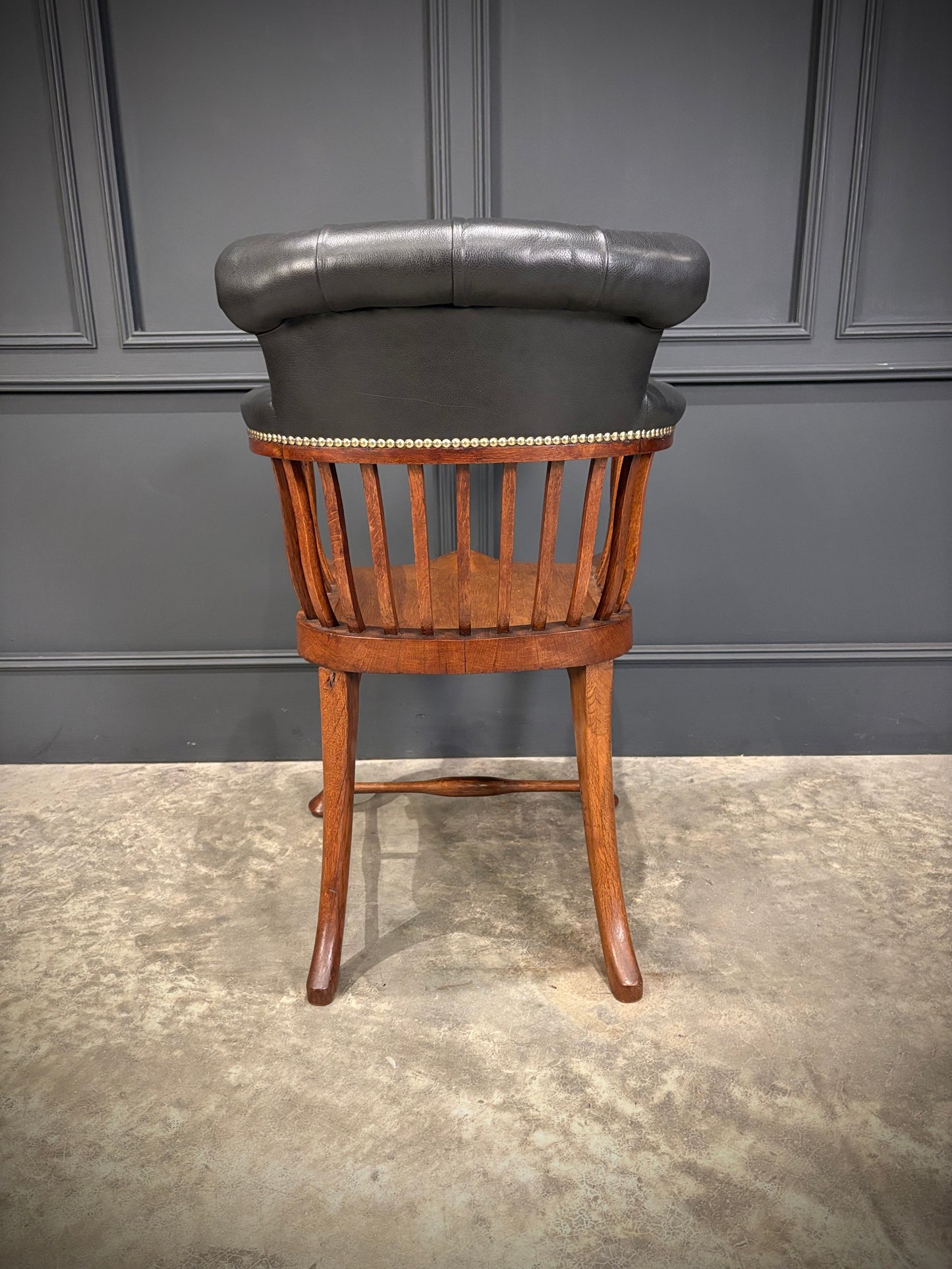 Victorian Oak & Leather Desk Chair