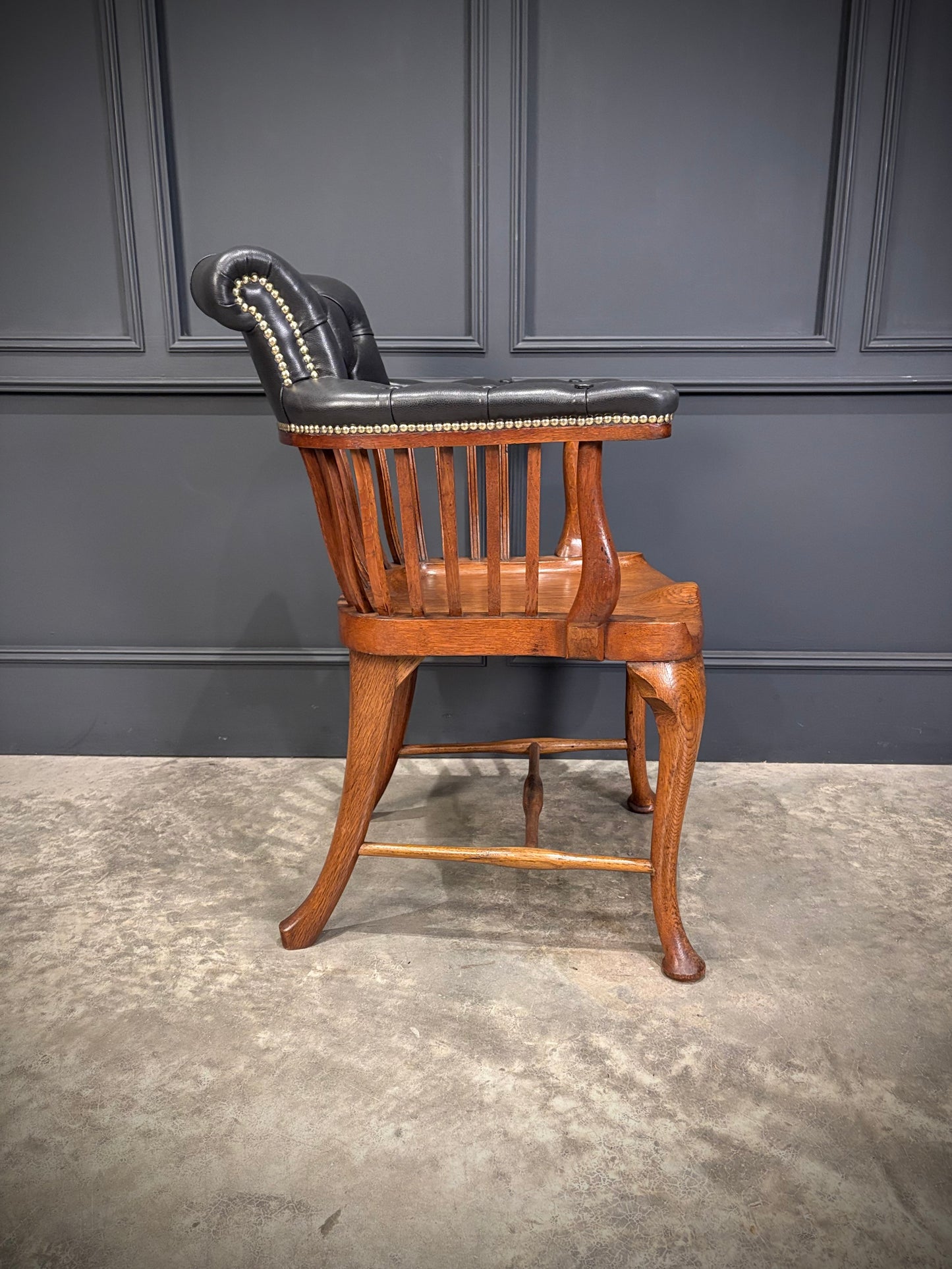 Victorian Oak & Leather Desk Chair